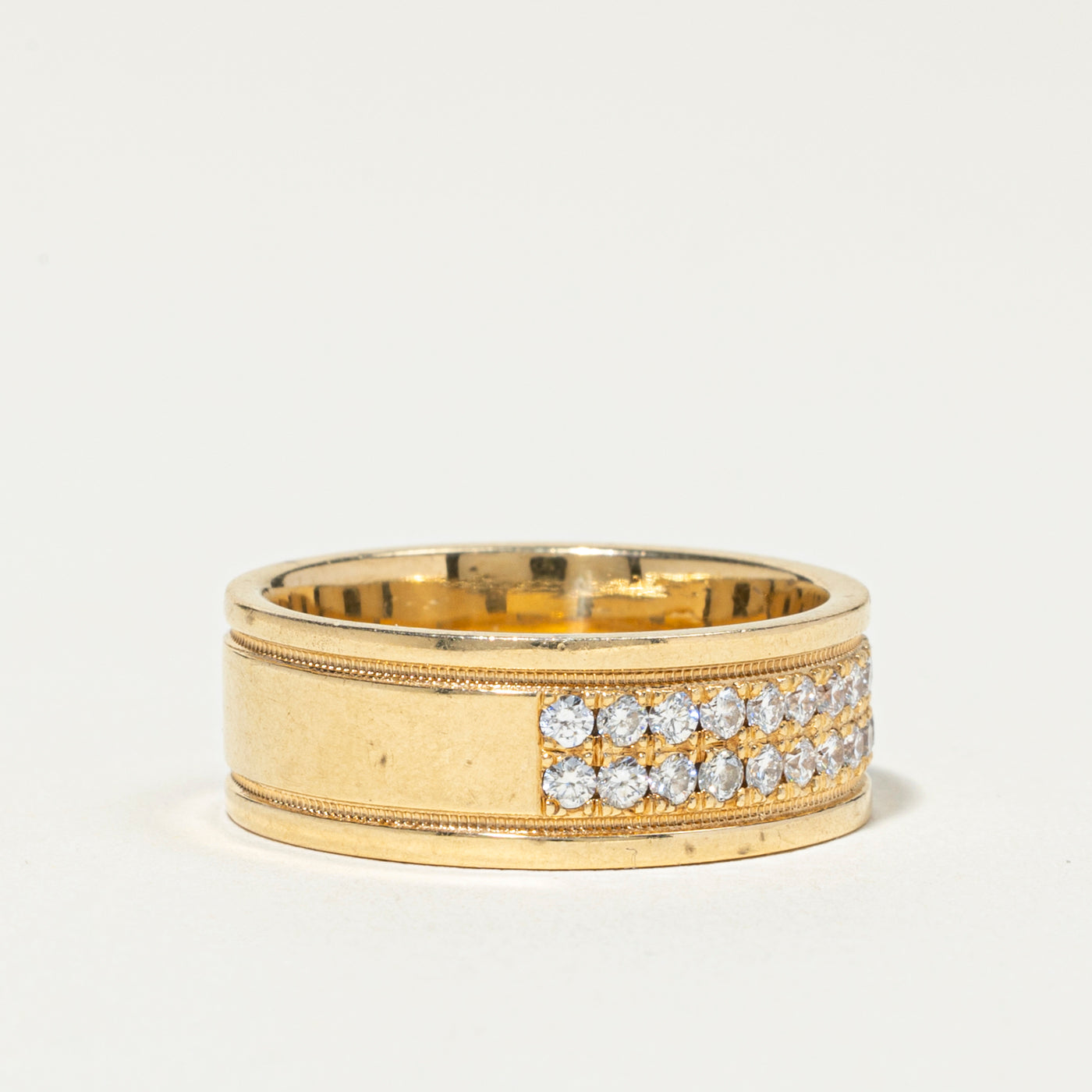 18k Semi Eternity Double Row Diamond Band | 1.14ctw | 8mm | SZ 10