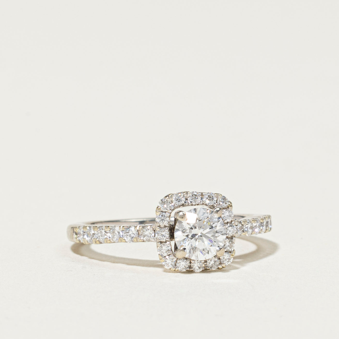Round Brilliant Cut Diamond Halo Engagement Ring | 0.48ct I1 E/F, 0.31ctw | SZ 5.5