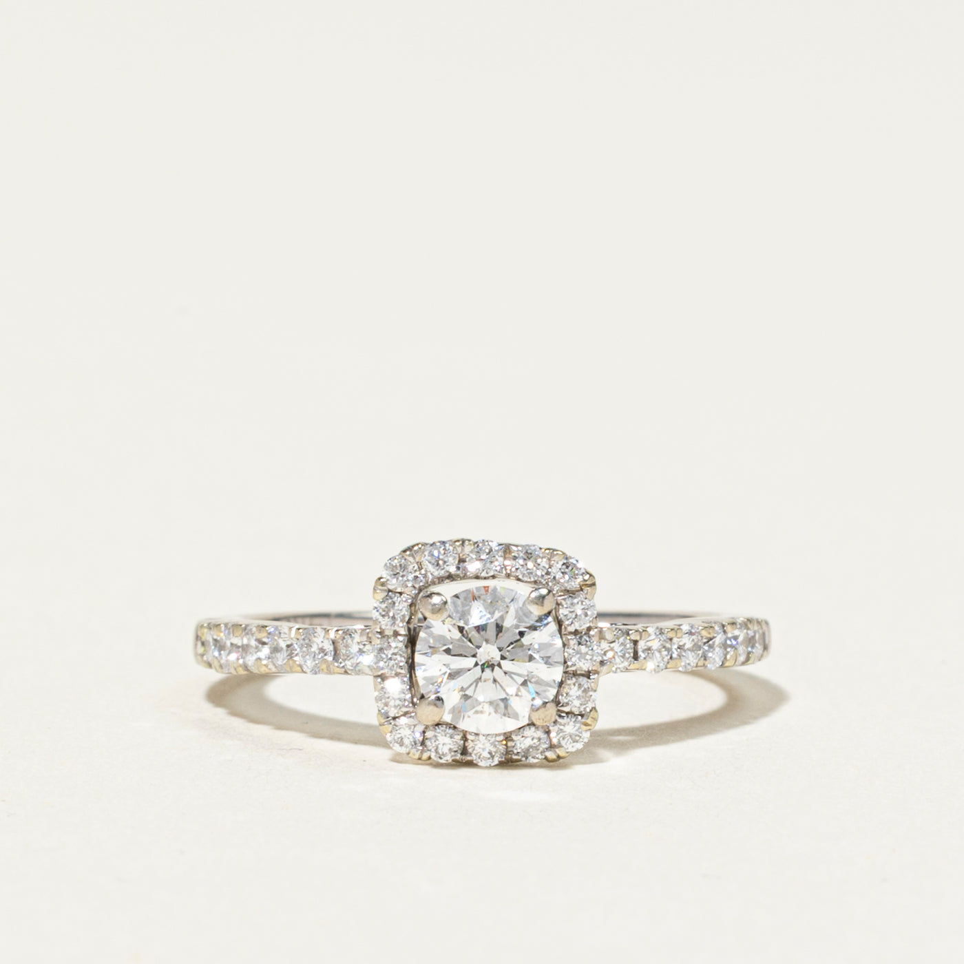 Round Brilliant Cut Diamond Halo Engagement Ring | 0.48ct I1 E/F, 0.31ctw | SZ 5.5