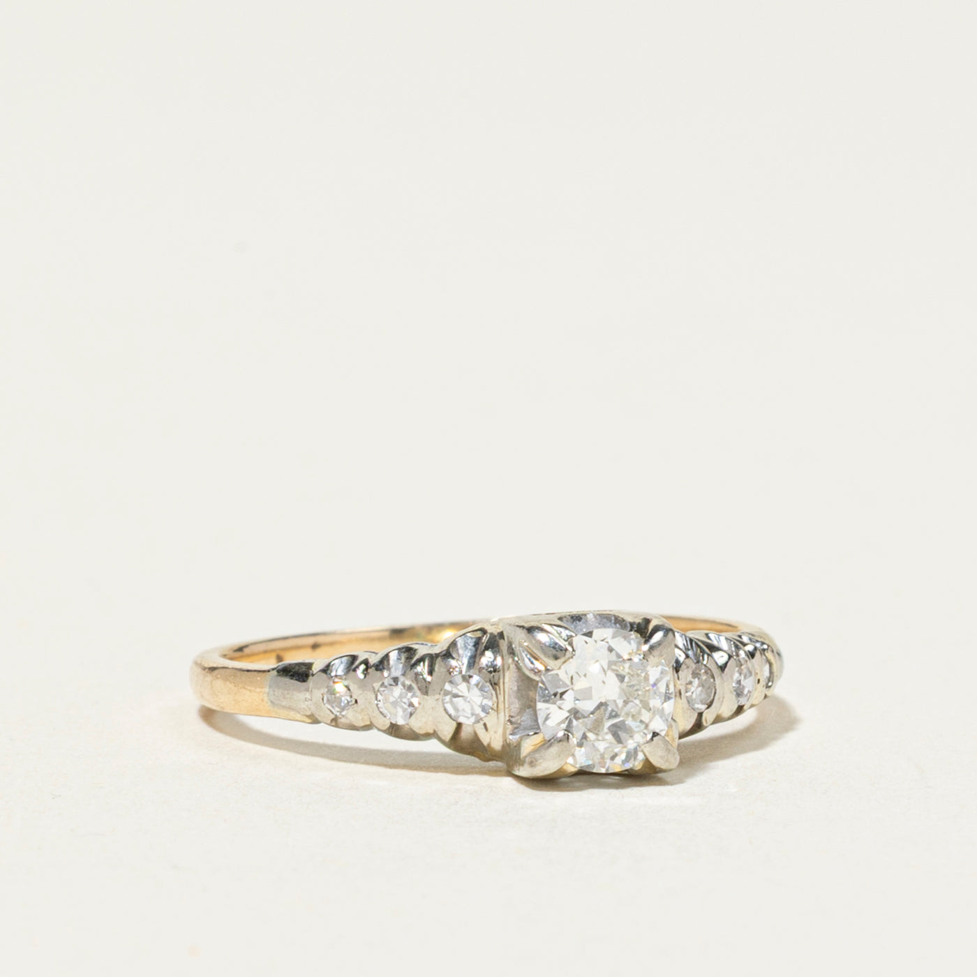Two Tone Gold Old European Cut Diamond Ring | 0.36ctw | SZ 5.5