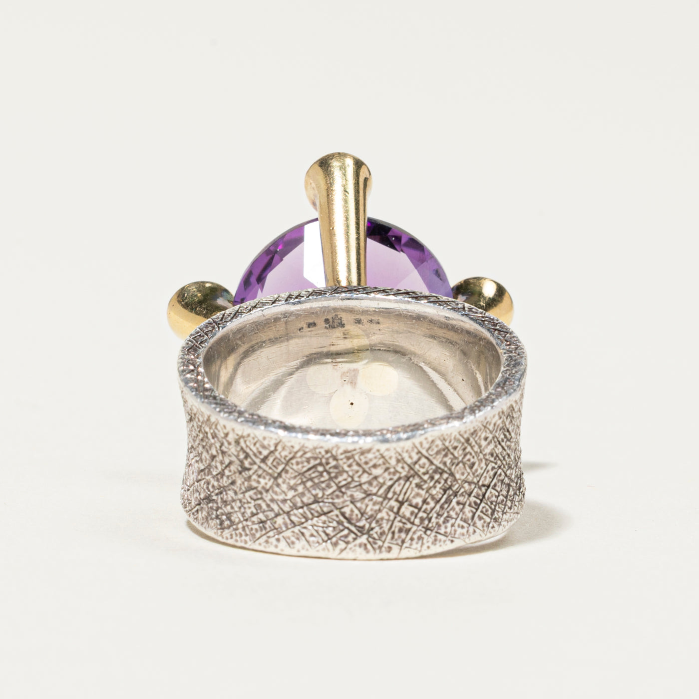 18k & Silver Amethyst & Peridot Cocktail Ring | 12.10ct, 0.14ct | SZ 8