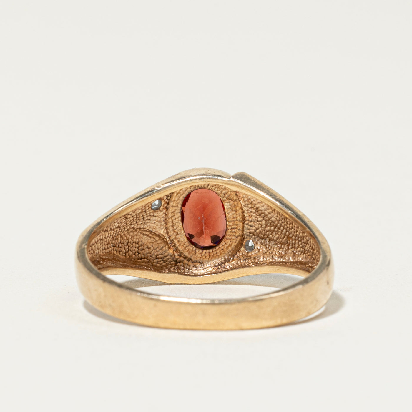 Bezel Set Garnet & Diamond Ring | 0.81ct, 0.02ct | SZ 10.75