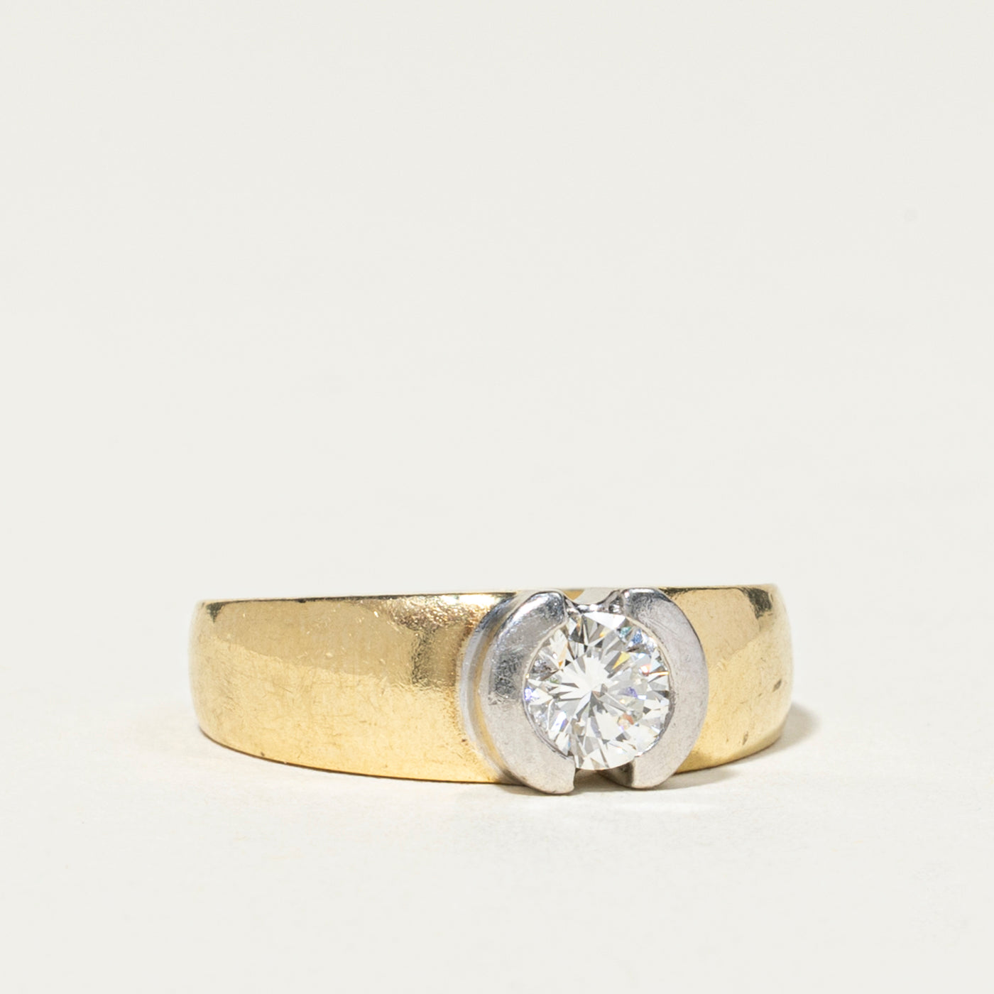 18k Two Tone Semi Bezel Set Diamond Ring | 0.50ct VVS2 F/G | SZ 6