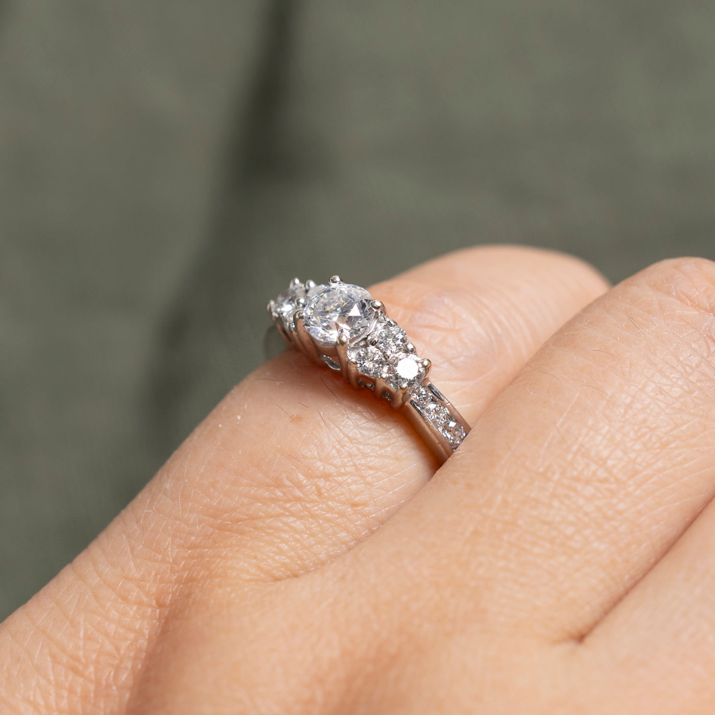 Round Brilliant Cut Diamond Accented Engagement Ring | 0.50ct I1 F/G, 0.43ctw | SZ 3.75