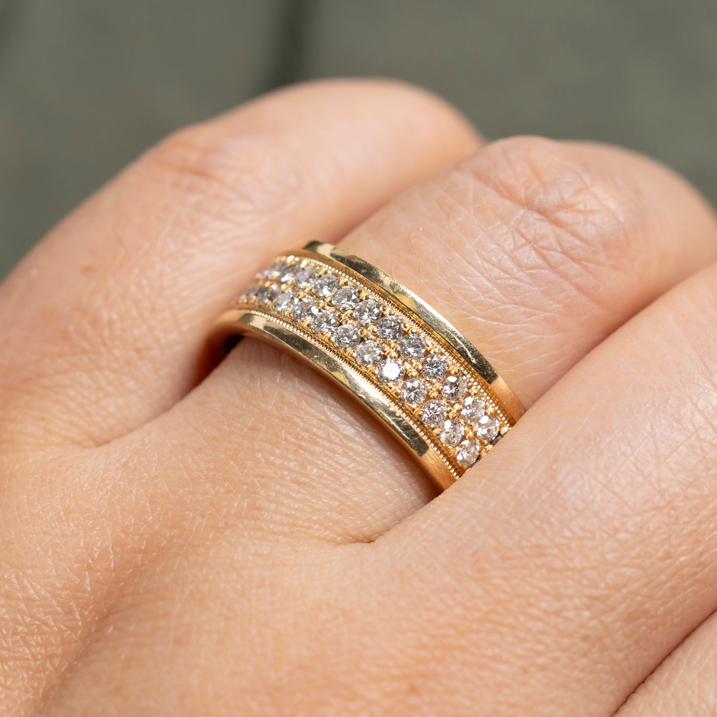 18k Semi Eternity Double Row Diamond Band | 1.14ctw | 8mm | SZ 10