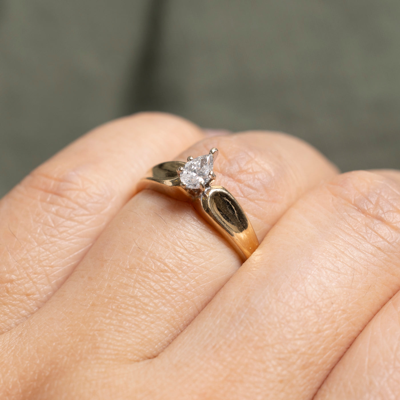 Solitaire Pear Cut Diamond Ring | 0.25ct | SZ 6.5