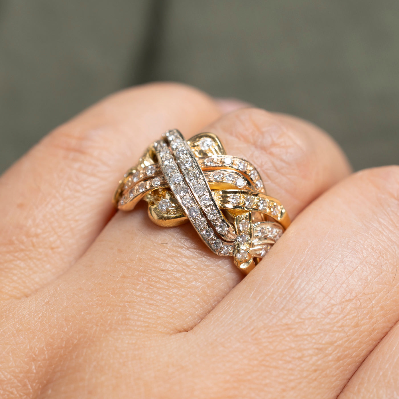 18k Tri Tone Diamond Puzzle Ring | 0.79ctw | SZ 9.25