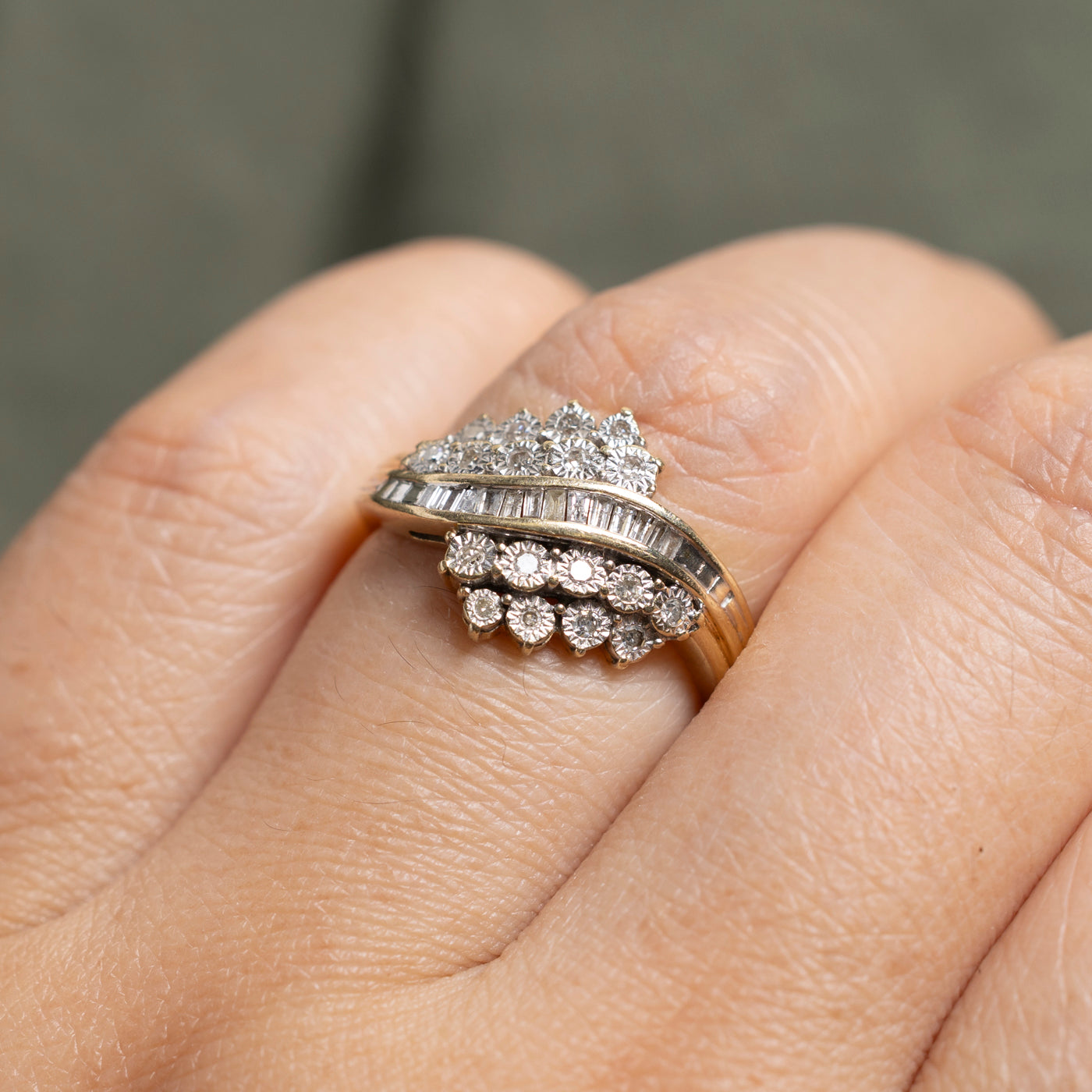 Multi Cut Diamond Cluster Wave Ring | 0.32ct | SZ 7