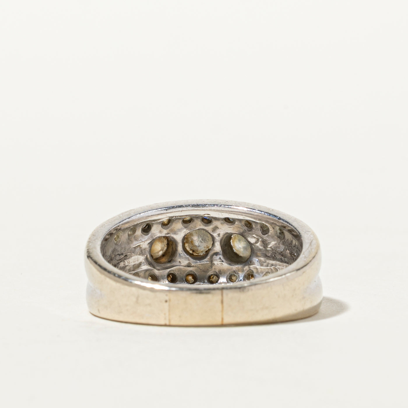 White Gold Three Stone Diamond Accented Band | 1.36ctw | SZ 6.5