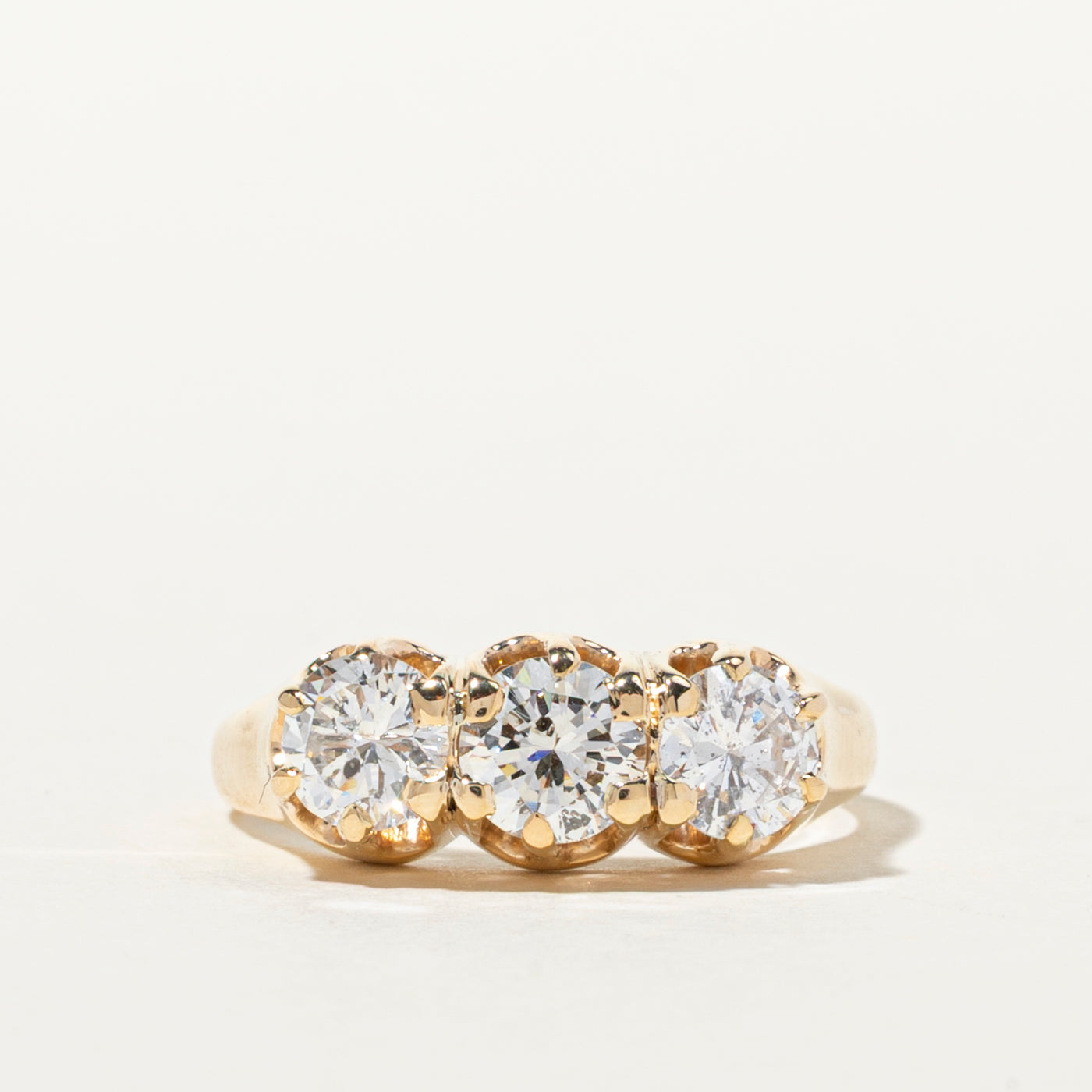 Belcher Set Three Stone Diamond Ring | 1.27ctw | SZ 5.5