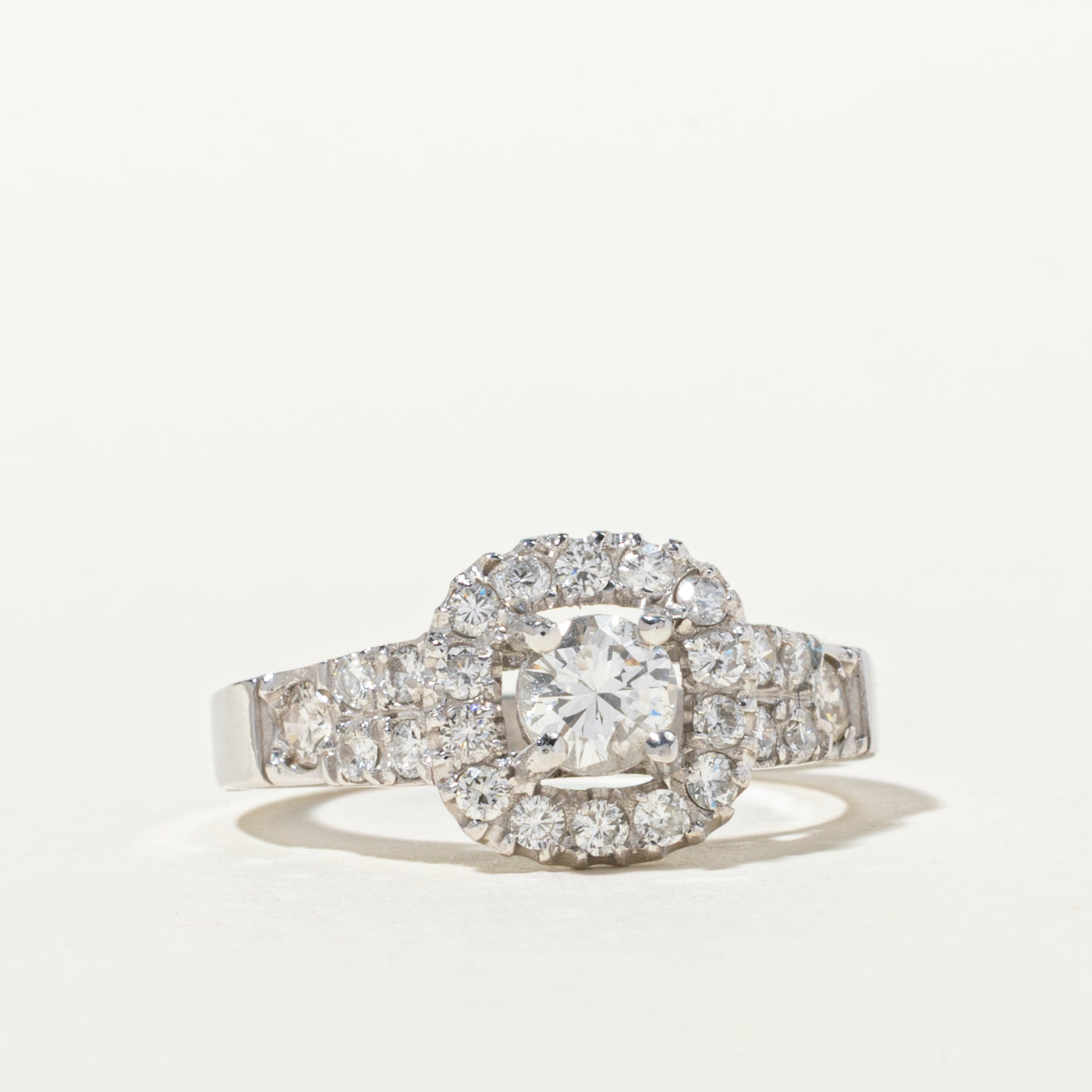 18k Diamond Open Halo Engagement Ring | 0.89ctw | SZ 6
