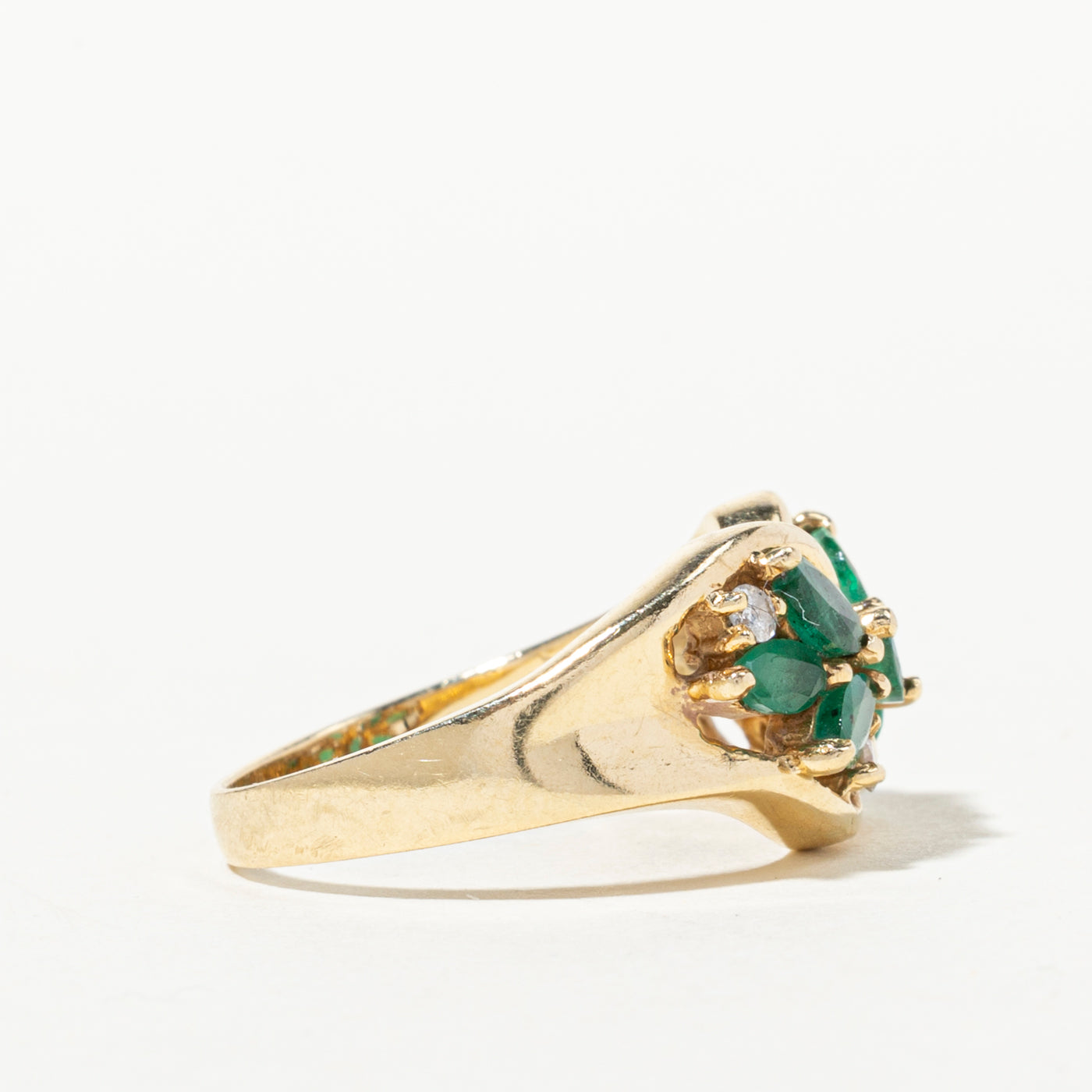 Emerald & Diamond Cluster Ring | 0.71ctw, 0.12ctw | SZ 6.5