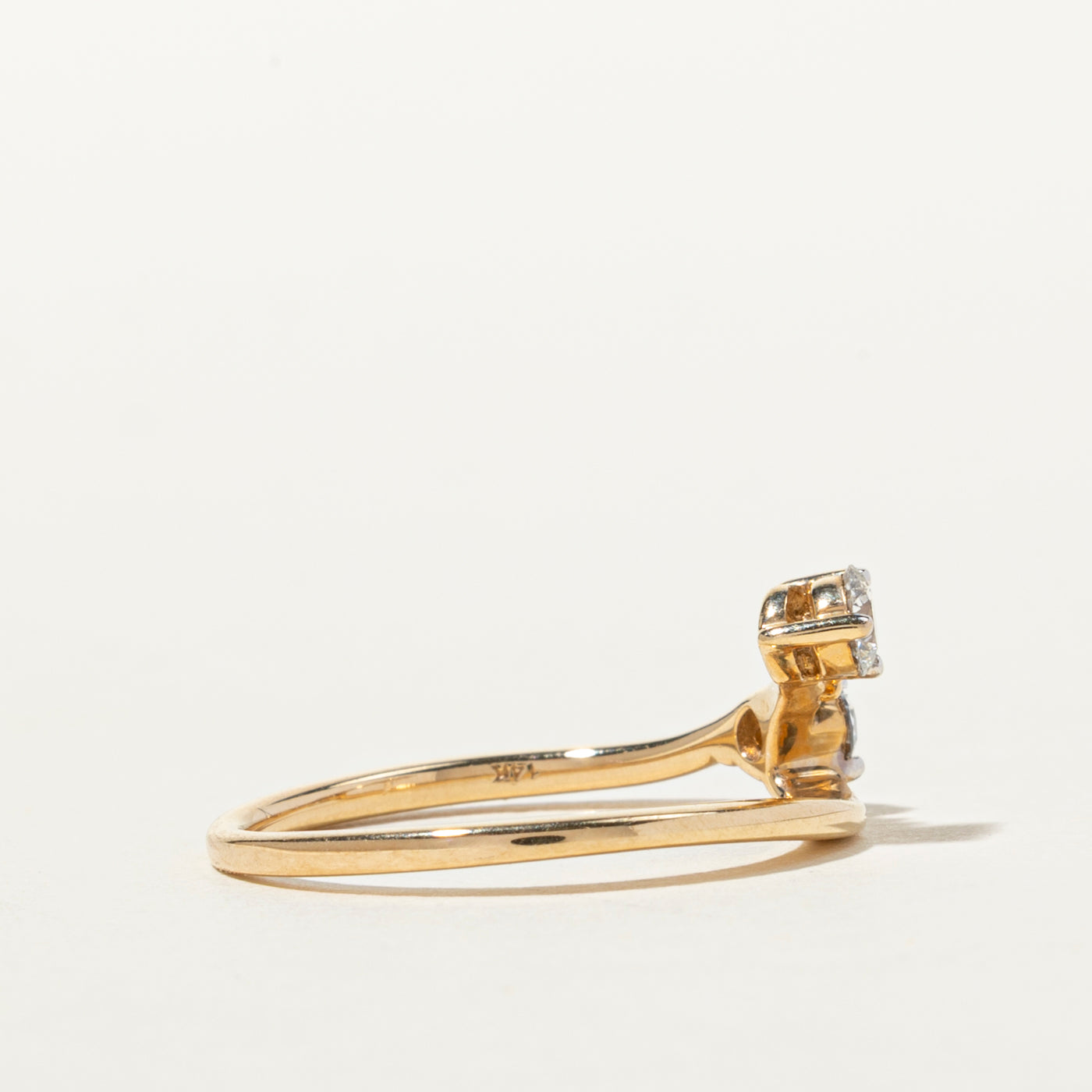 Two Stone Diamond Bypass Ring | 0.32ctw | SZ 7