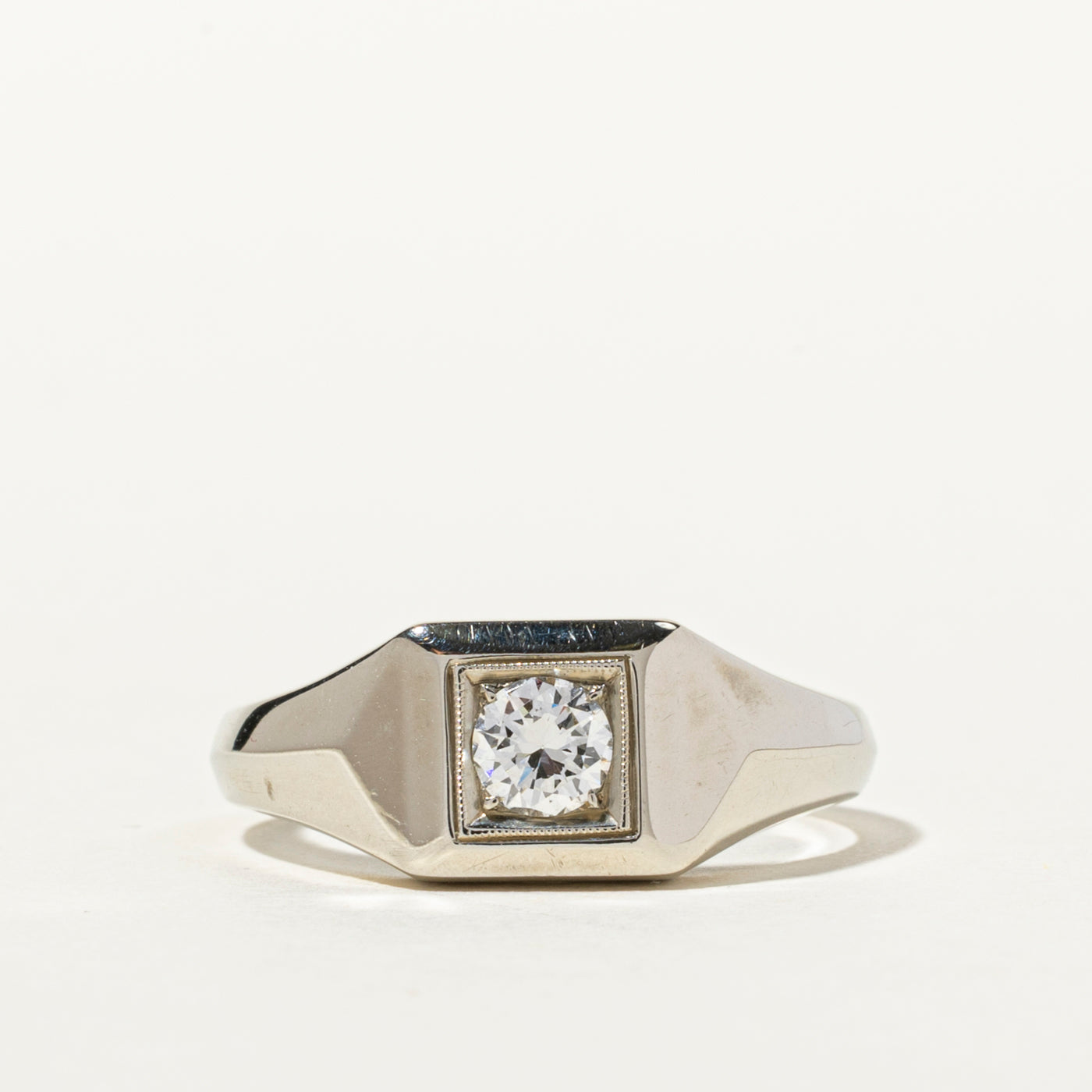 Solitaire Diamond Signet Ring | 0.25ct | SZ 7.5