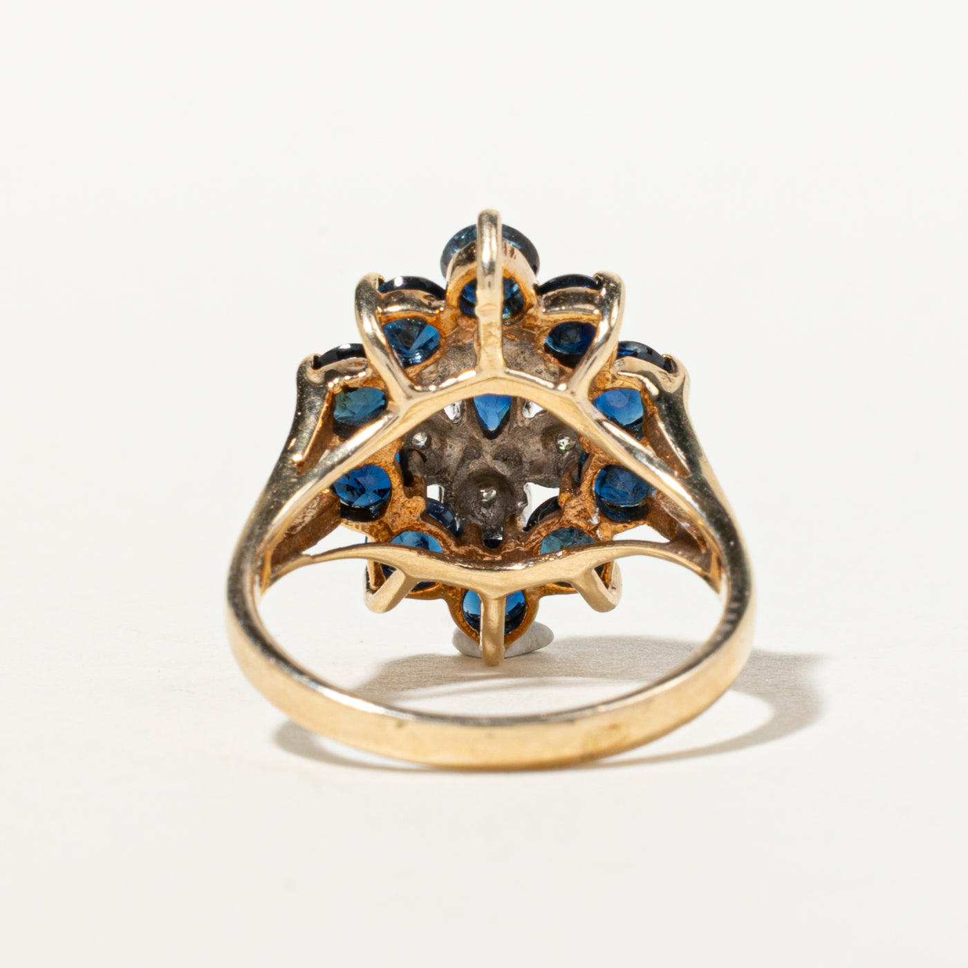 Multi Cut Sapphire & Diamond Petal Cocktail Ring | 2.29ctw, 0.06ctw | SZ 6.25