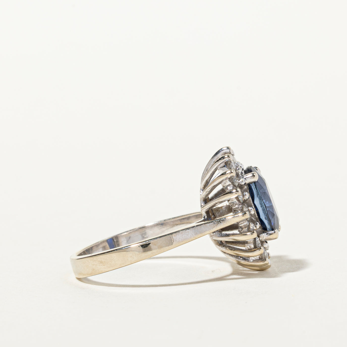 Oval Cut Sapphire & Diamond Petal Ring | 2.80ct, 0.50ctw | SZ 5.5