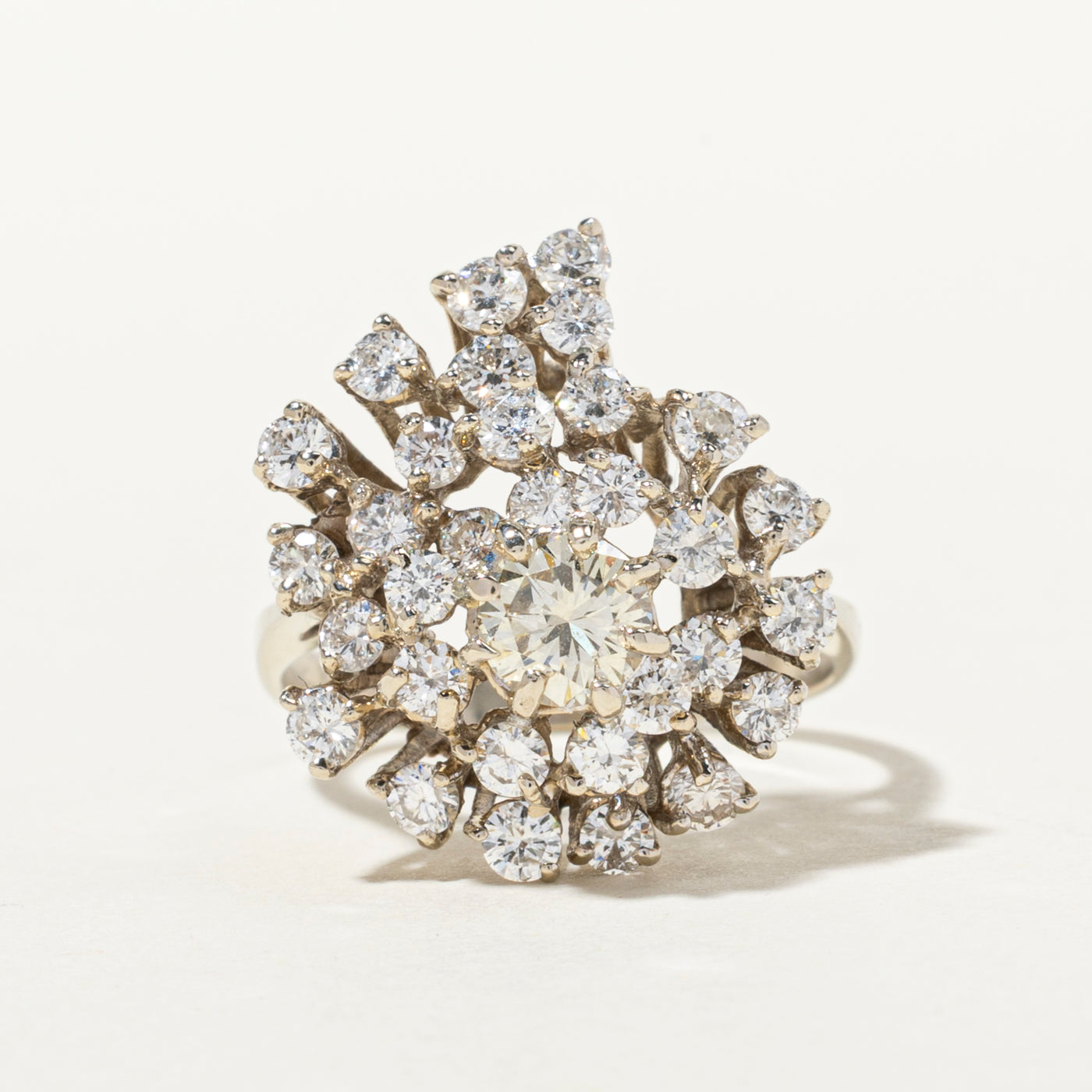 White Gold Diamond Cluster Cocktail Ring | 1.97ctw | SZ 7