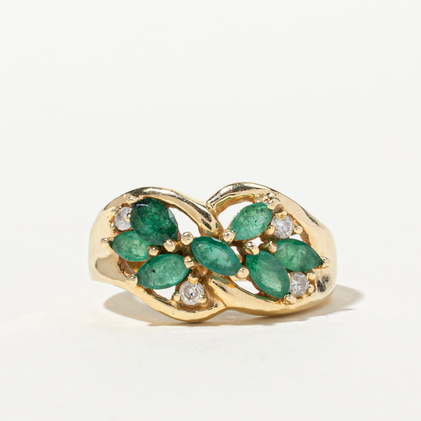 Emerald & Diamond Cluster Ring | 0.71ctw, 0.12ctw | SZ 6.5