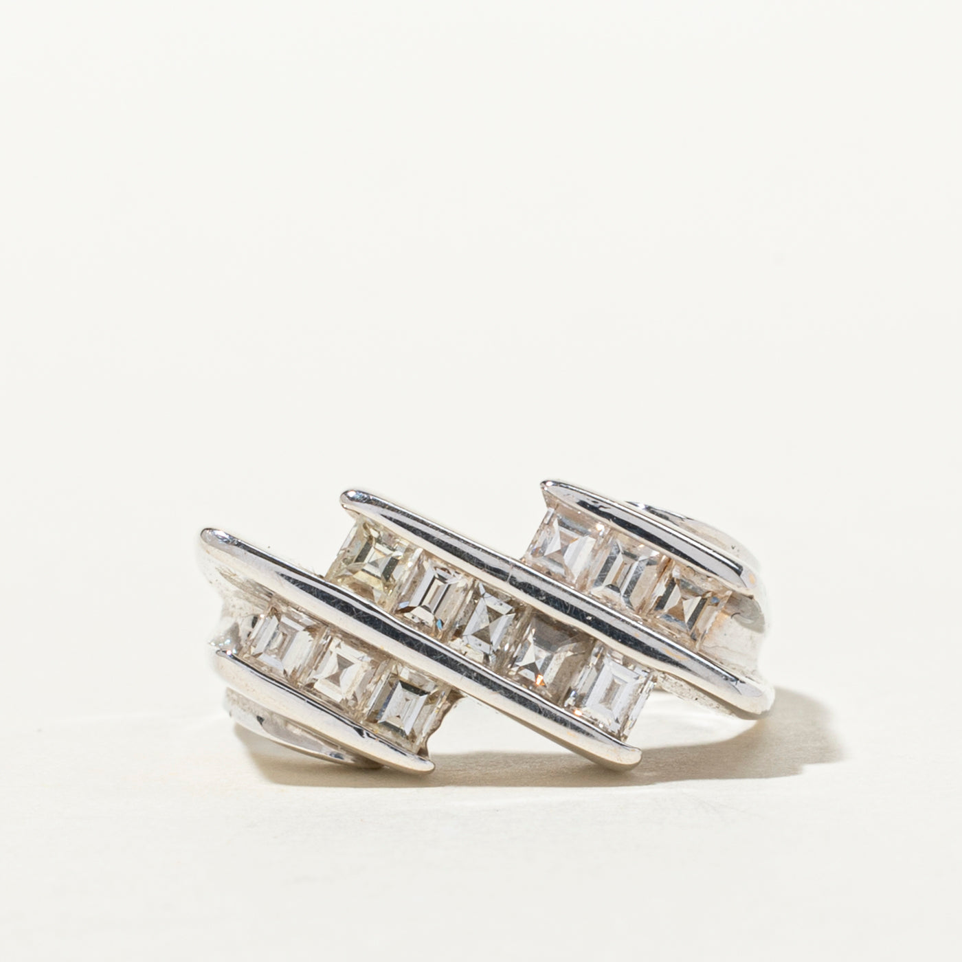 Square Cut Diamond Diagonal Column Ring | 0.76ctw | SZ 5