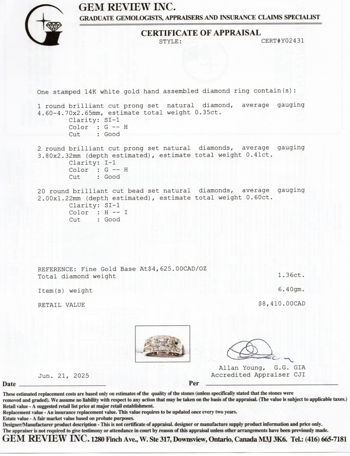 White Gold Three Stone Diamond Accented Band | 1.36ctw | SZ 6.5