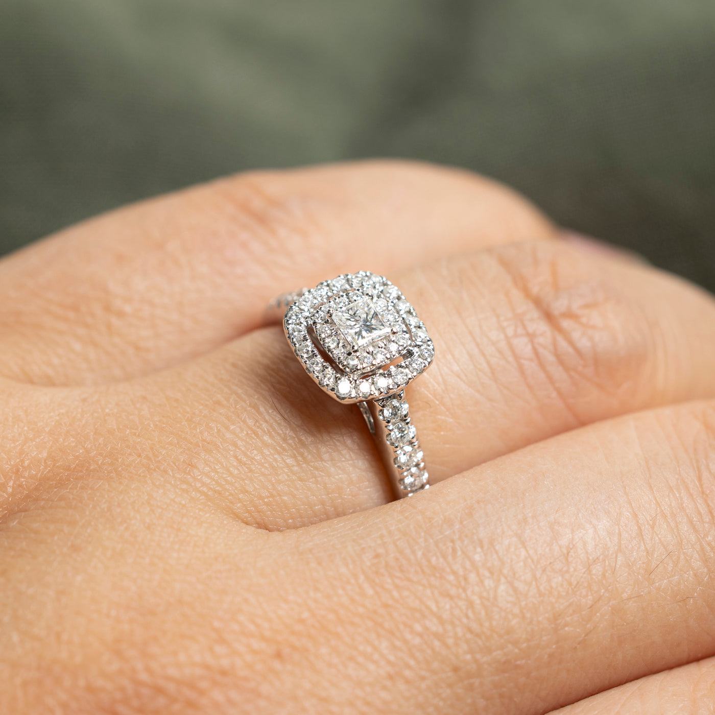 Princess Cut Diamond Double Halo Ring | 0.52ctw | SZ 7