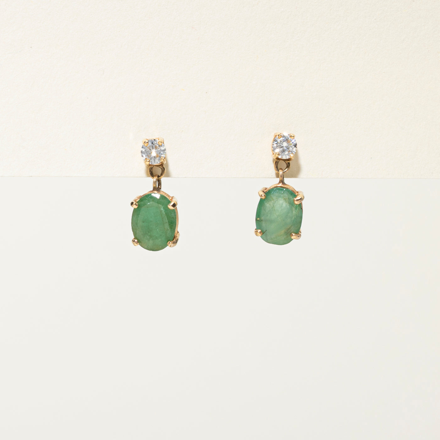 Oval Cut Emerald & Diamond Studs | 1.63ctw, 0.43ctw
