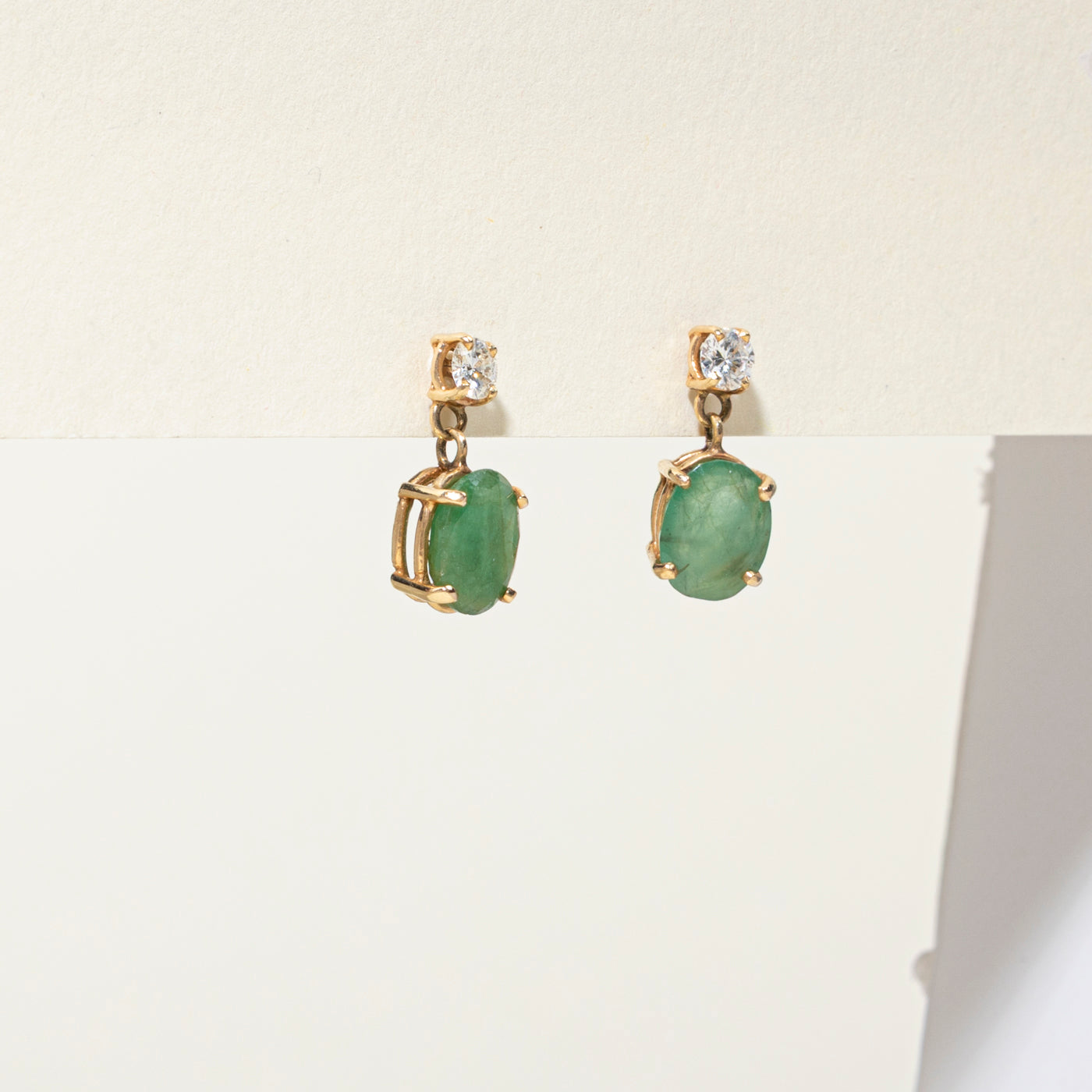 Oval Cut Emerald & Diamond Studs | 1.63ctw, 0.43ctw