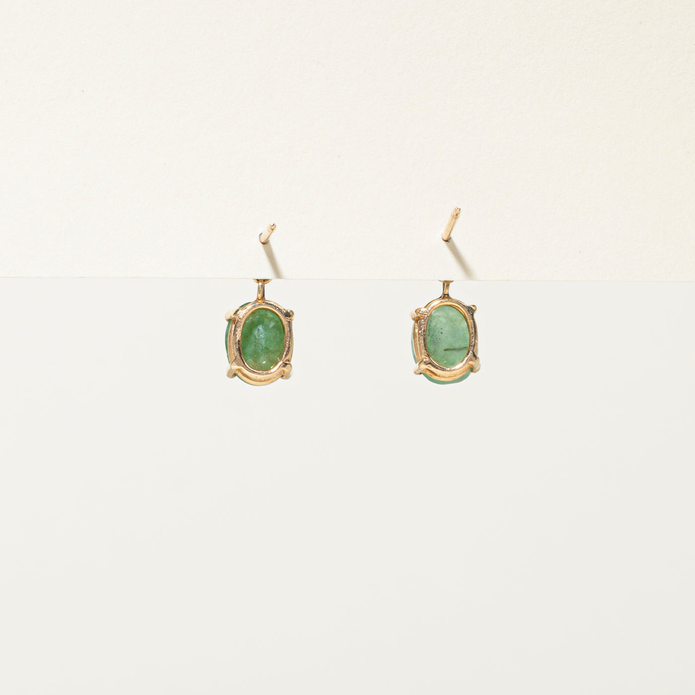 Oval Cut Emerald & Diamond Studs | 1.63ctw, 0.43ctw