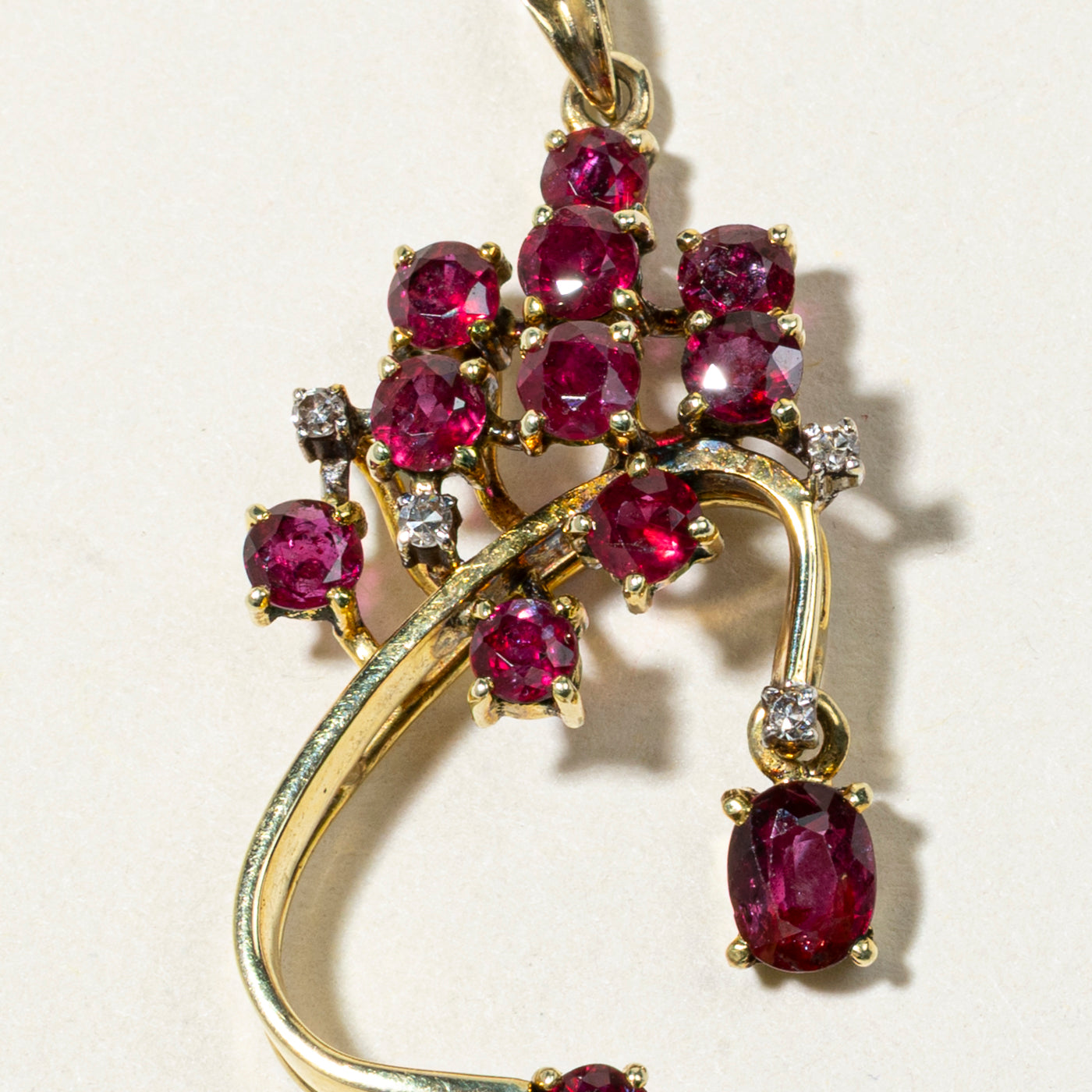 Oval Cut Ruby & Diamond Abstract Pendant | 2.94ctw, 0.08ctw