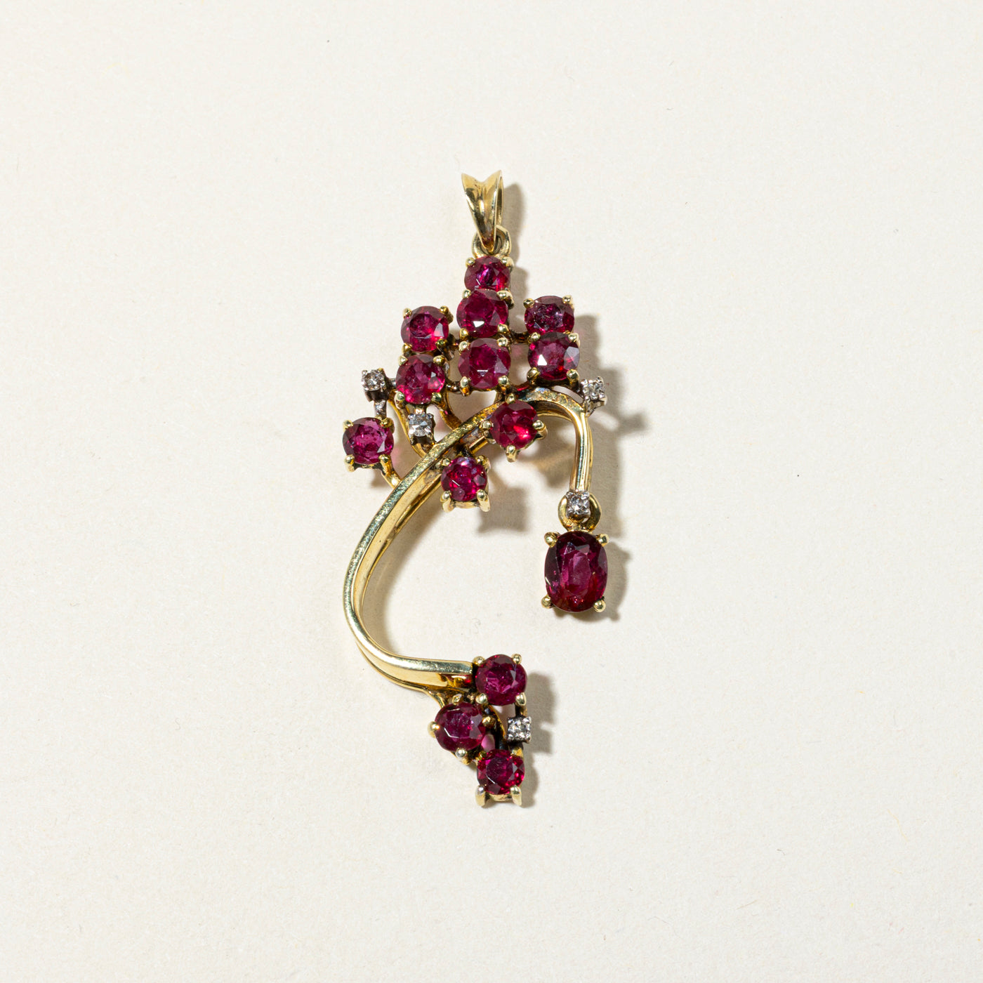 Oval Cut Ruby & Diamond Abstract Pendant | 2.94ctw, 0.08ctw