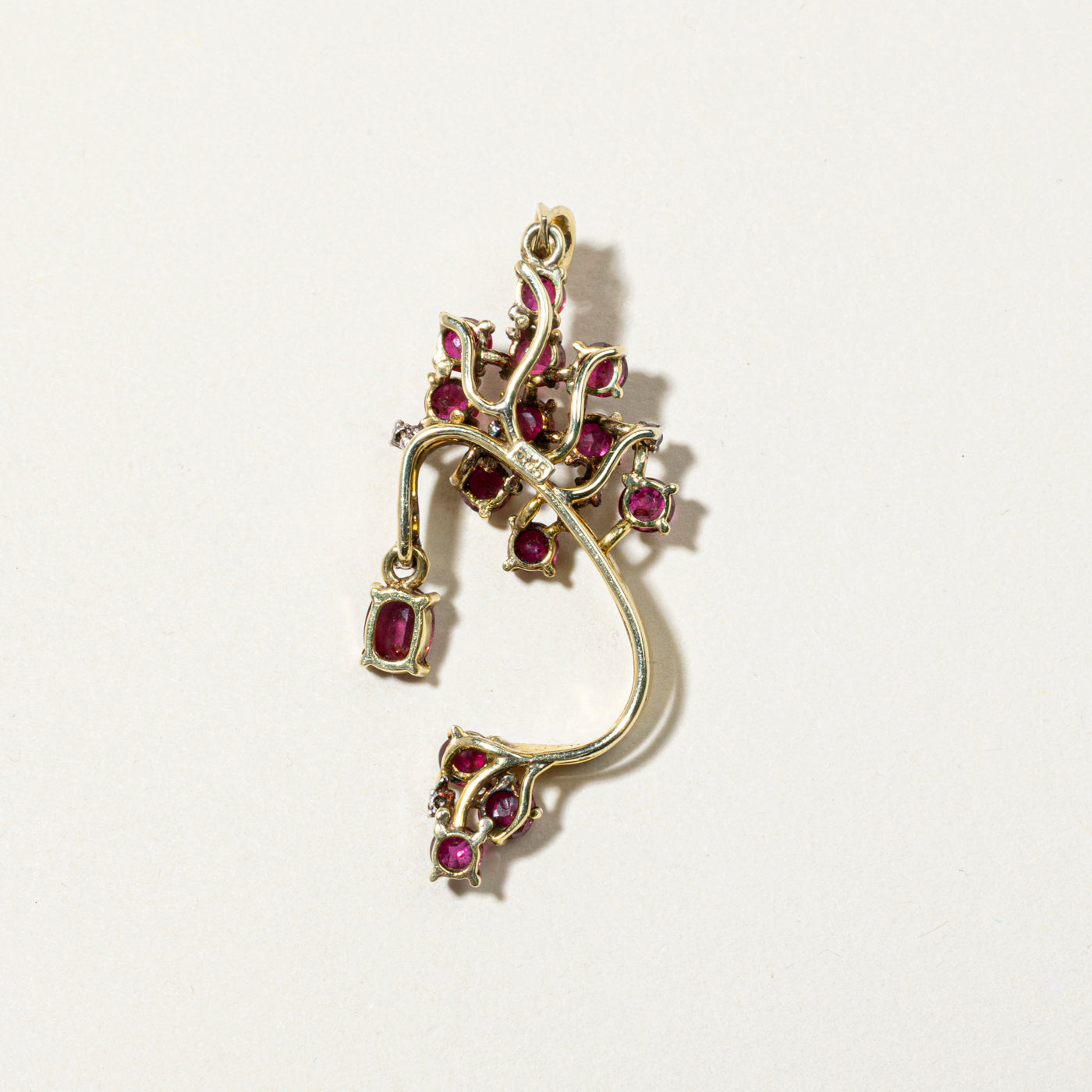Oval Cut Ruby & Diamond Abstract Pendant | 2.94ctw, 0.08ctw