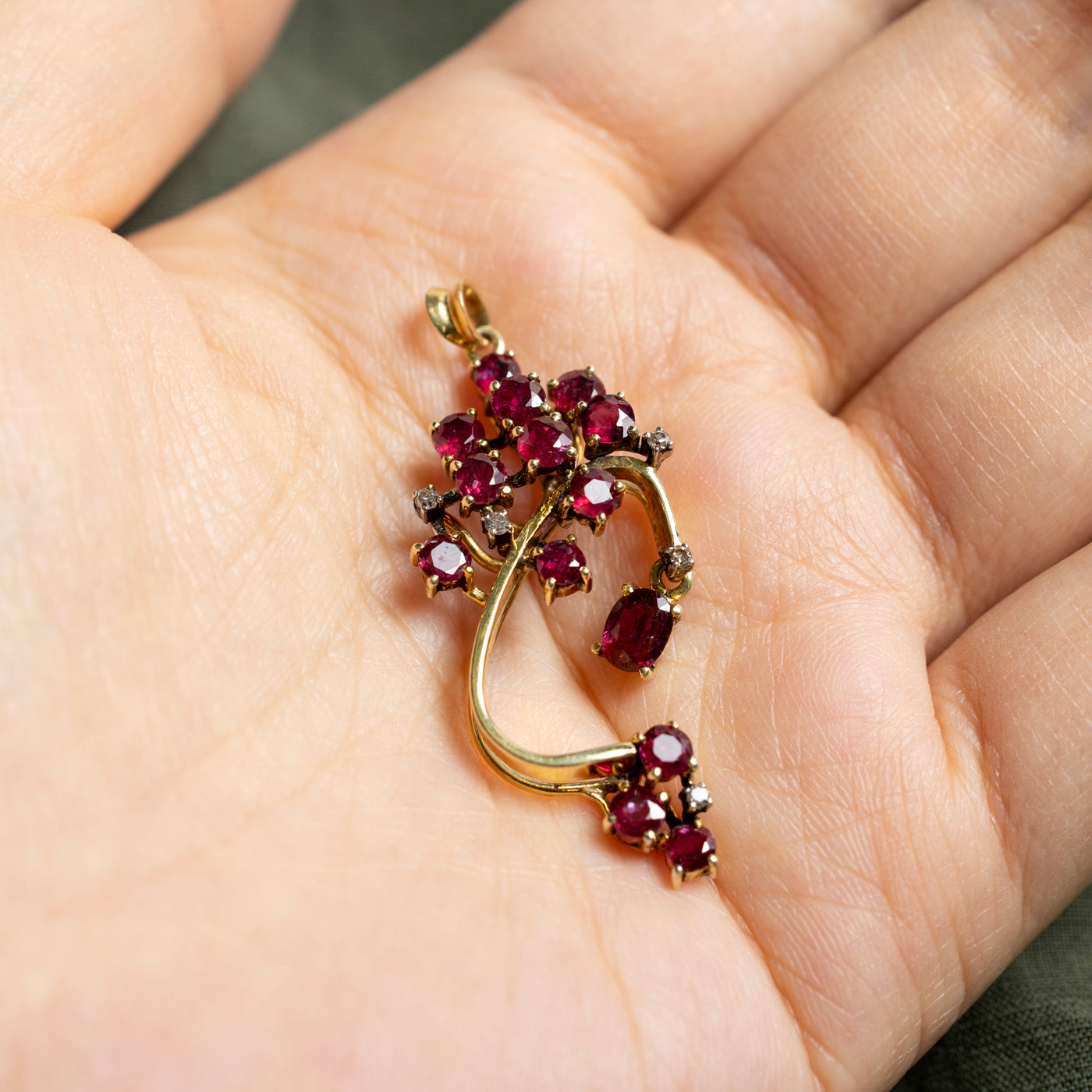 Oval Cut Ruby & Diamond Abstract Pendant | 2.94ctw, 0.08ctw