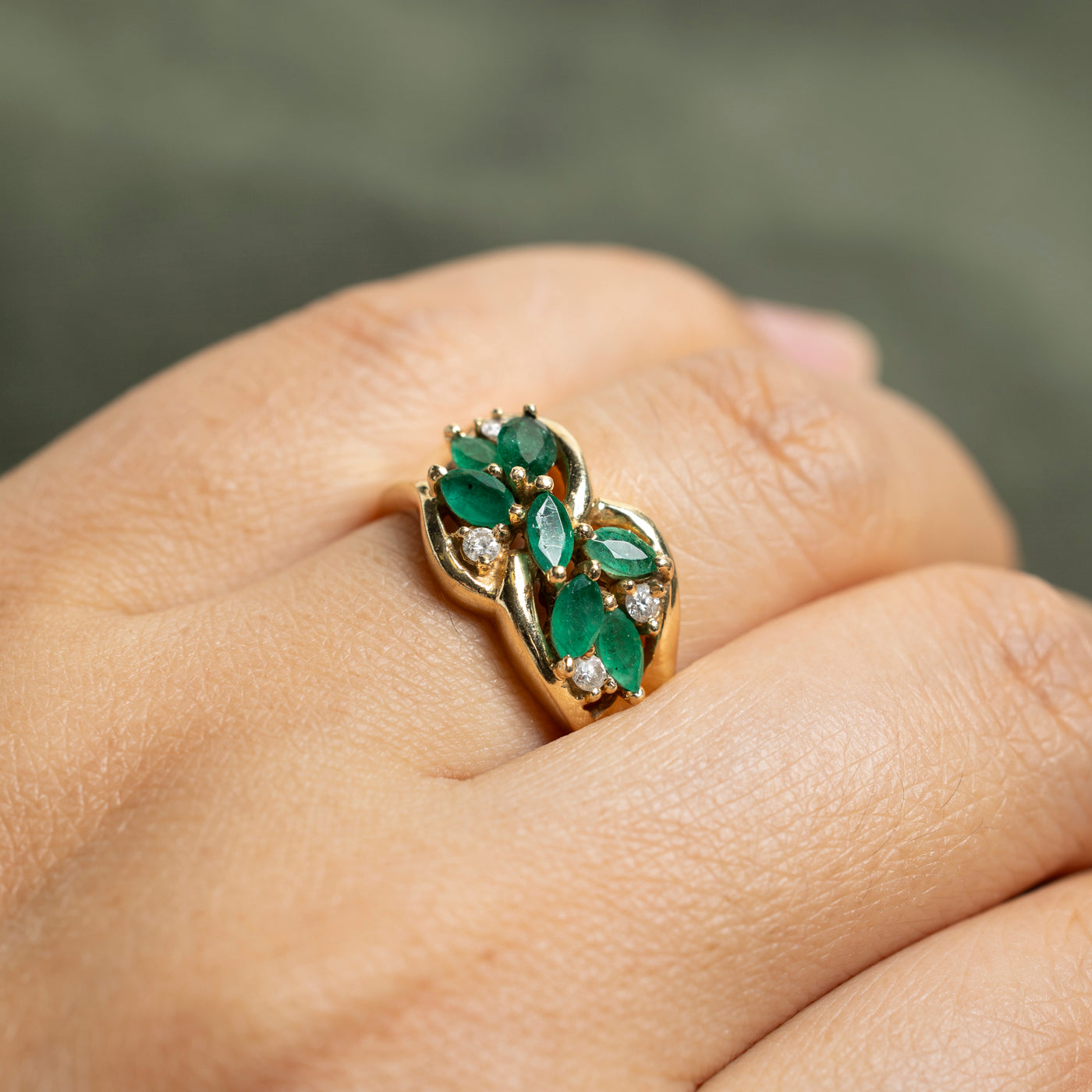 Emerald & Diamond Cluster Ring | 0.71ctw, 0.12ctw | SZ 6.5