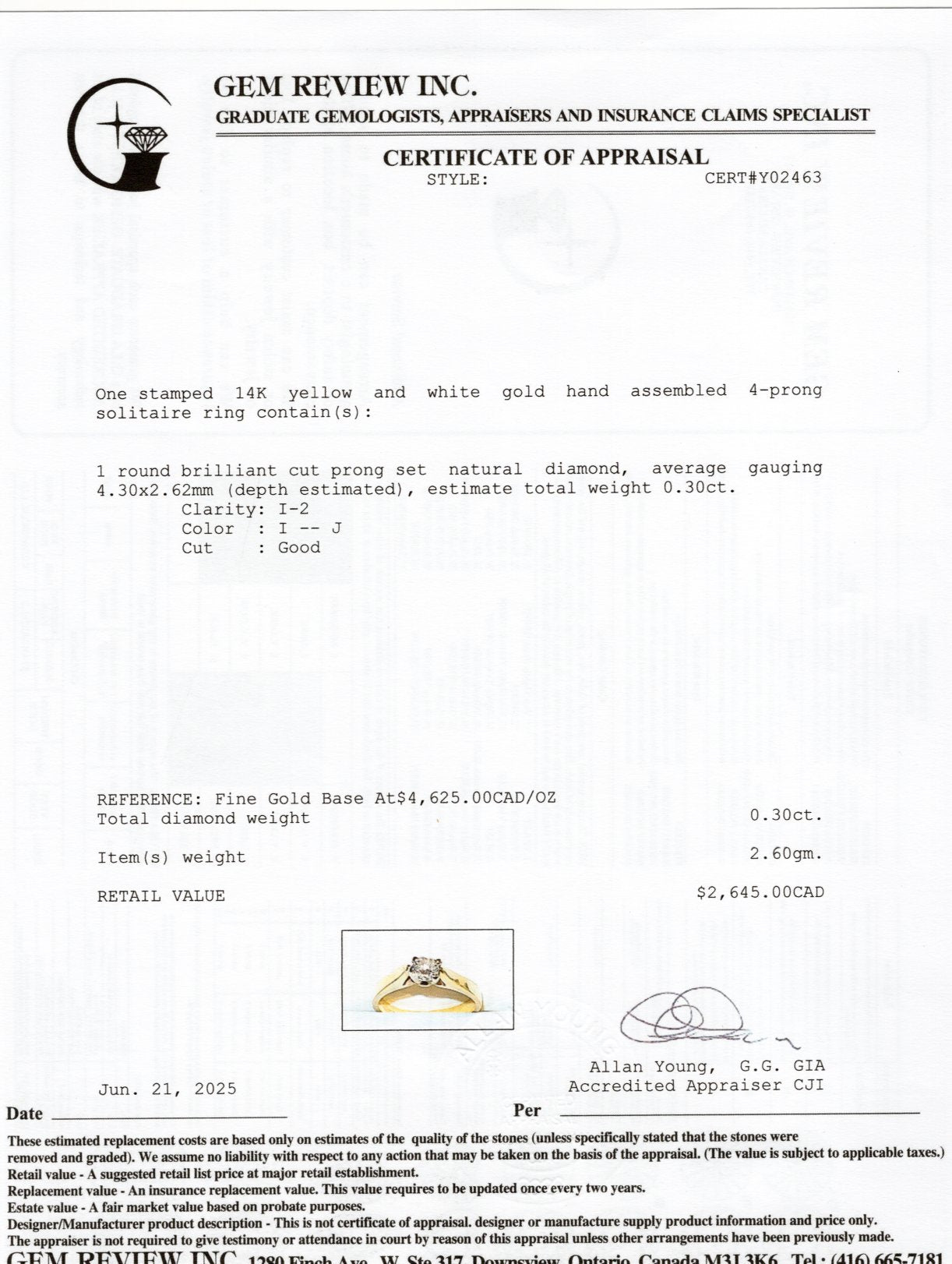 Solitaire High Set Diamond Ring | 0.30ct | SZ 5.5