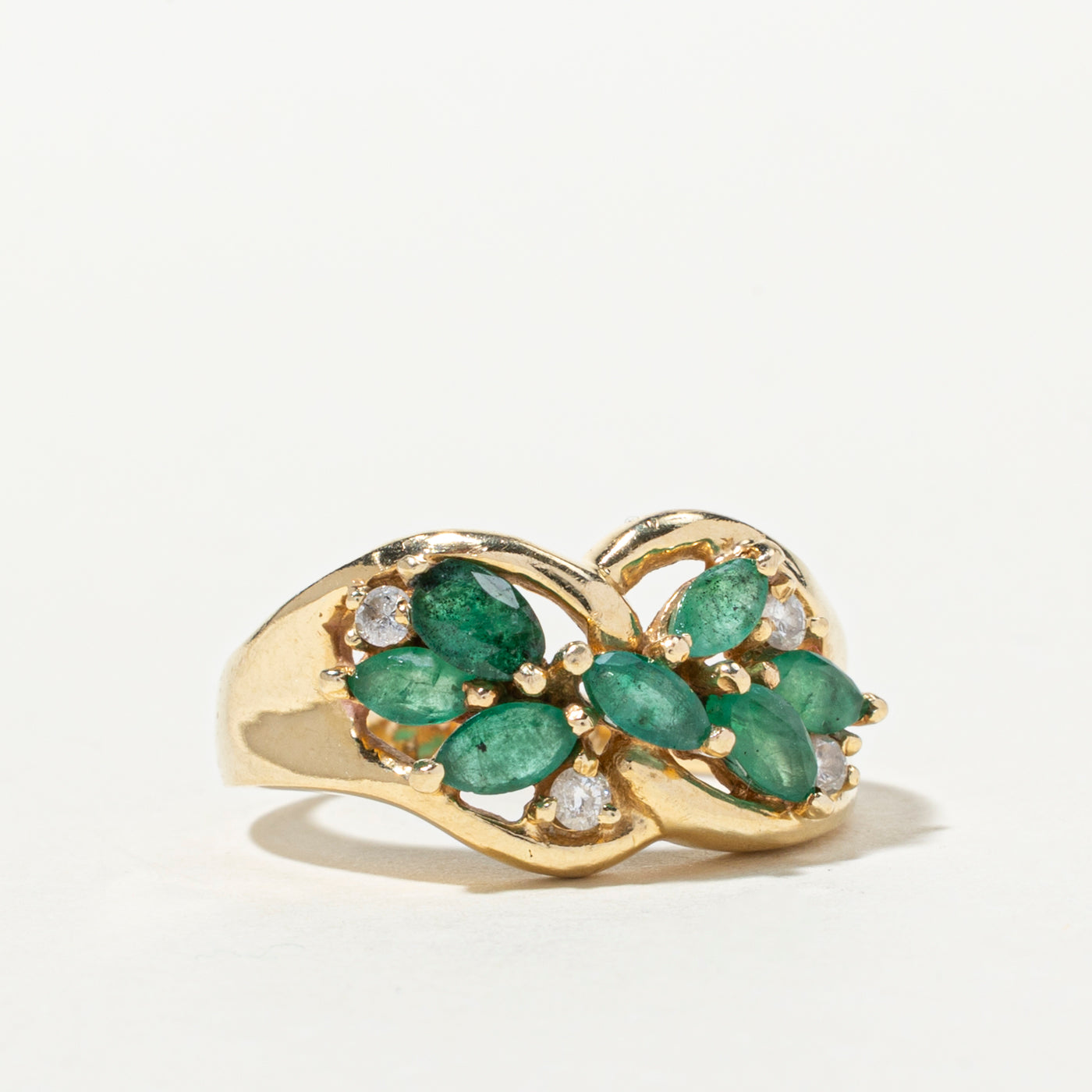 Emerald & Diamond Cluster Ring | 0.71ctw, 0.12ctw | SZ 6.5