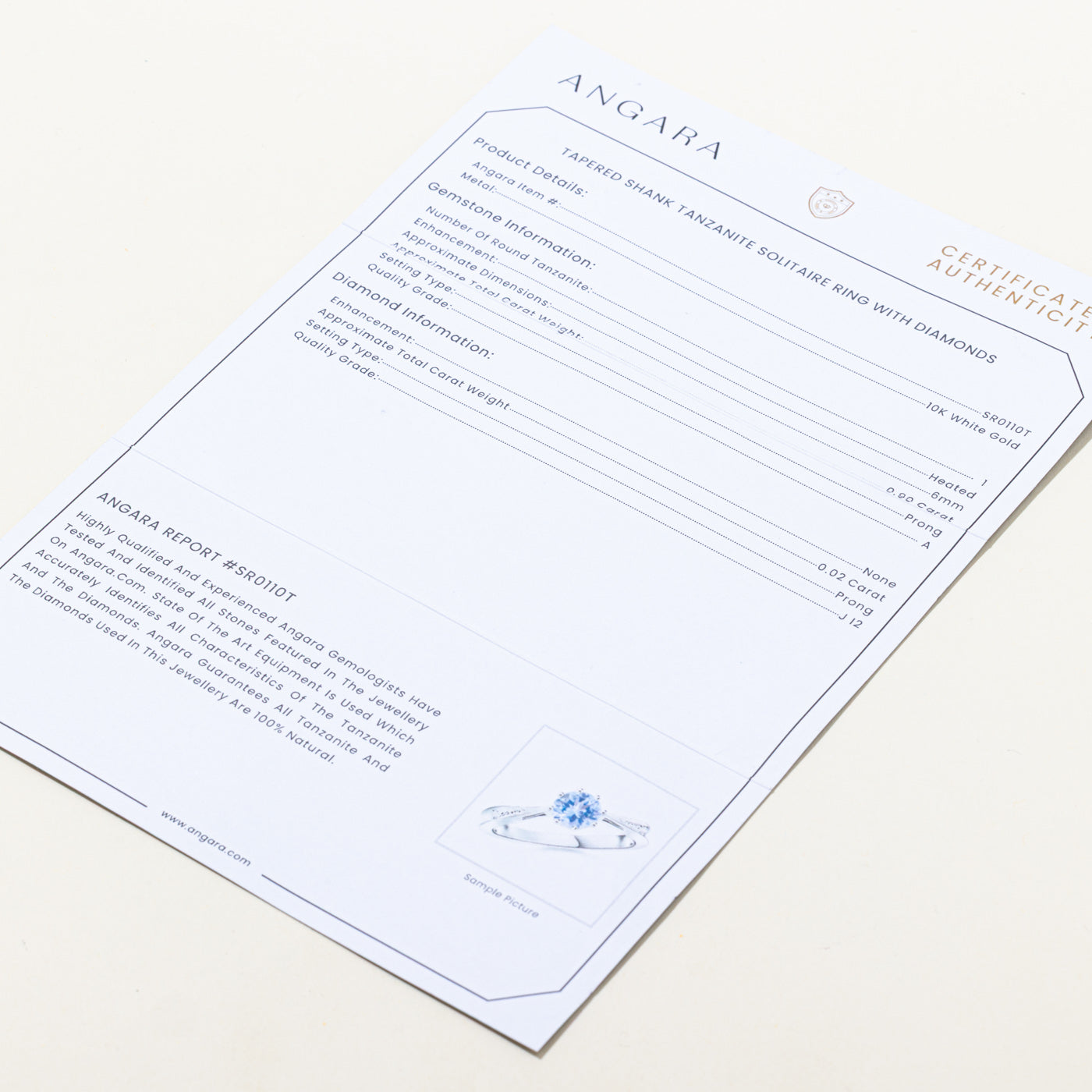 Bague cathédrale en tanzanite et diamants | 0,9 ct, 0,02 ct au total | Taille 9,5 |