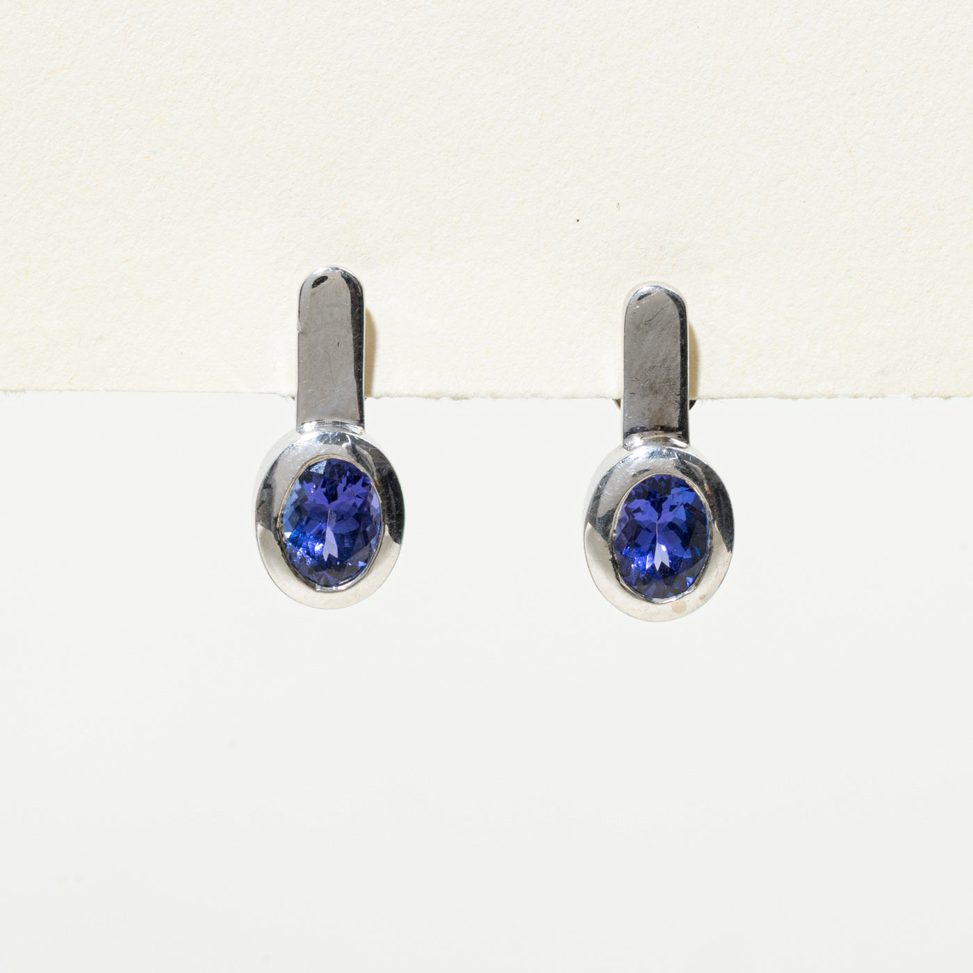 Bezel Set Tanzanite Drop Earrings | 2.0ctw |