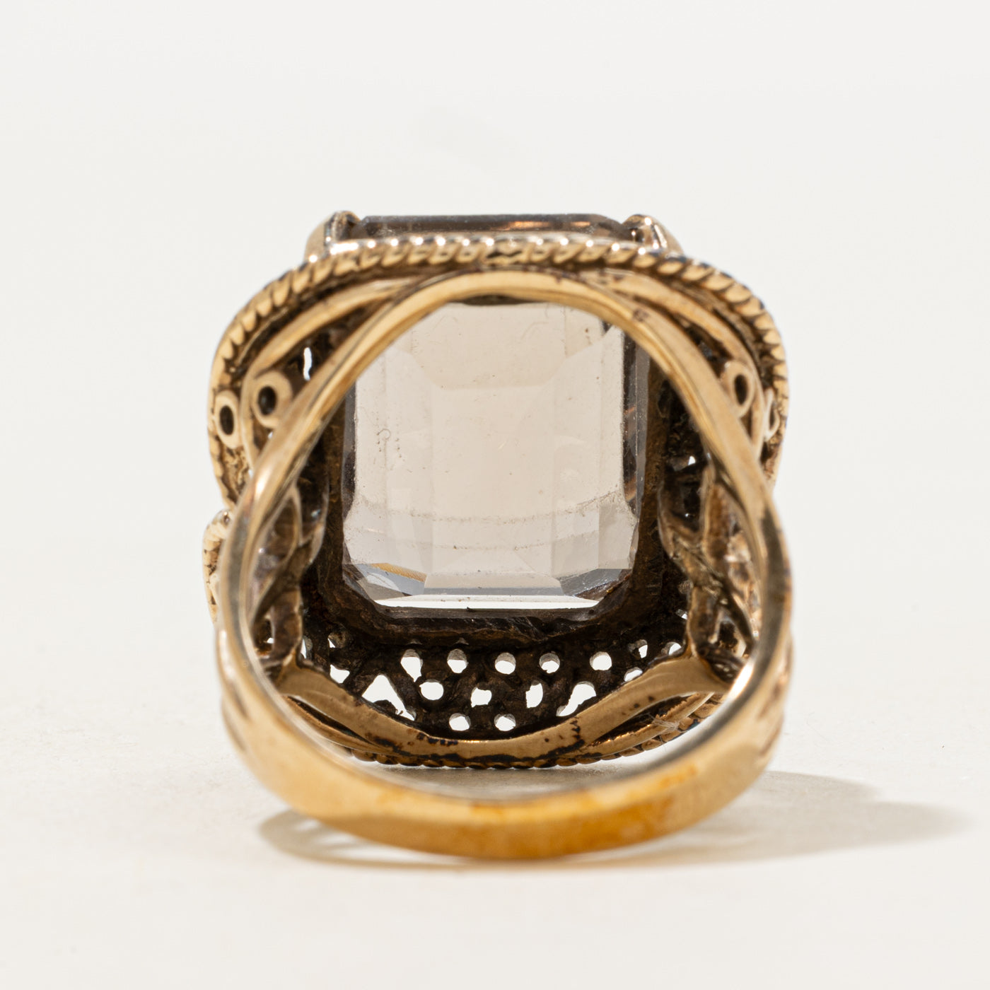 Smoky Quartz Ornate Cocktail Ring | 13.93ct | SZ 6.5 |