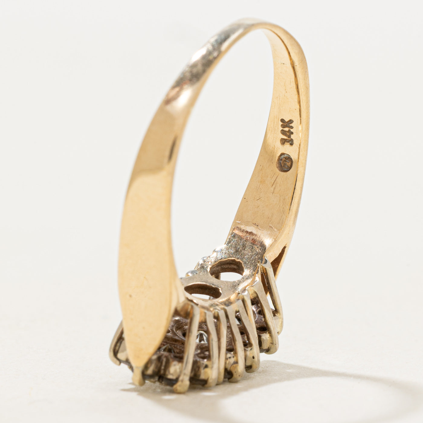 Old European Cut Three Stone Diamond Petal Halo Ring | 1.18ctw | SZ 8.25 |