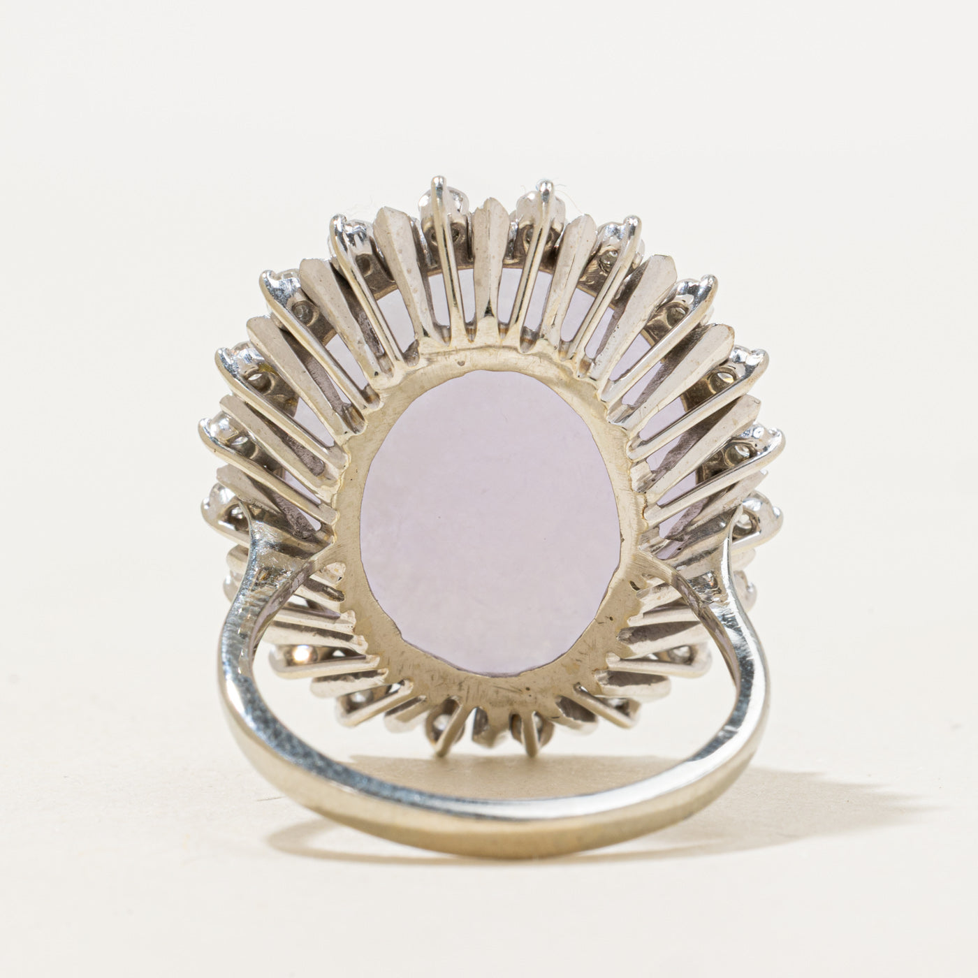 Lavender Jadeite & Diamond Halo Cocktail Ring | 34.5ct, 0.6ctw | SZ 8.0 |