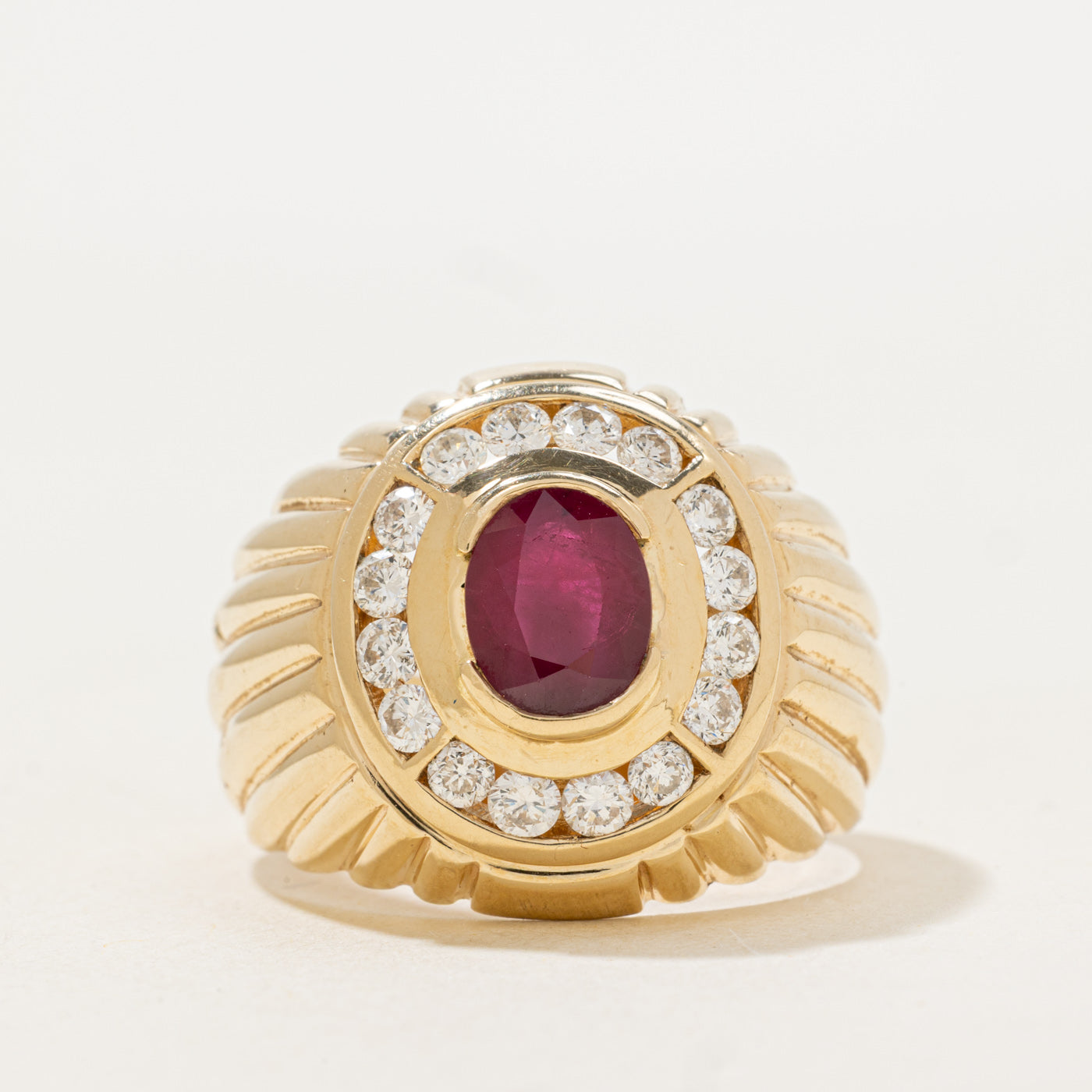 Ruby & Diamond Halo Cocktail Ring | 2.49ct, 1.04ctw | SZ 13.25 |