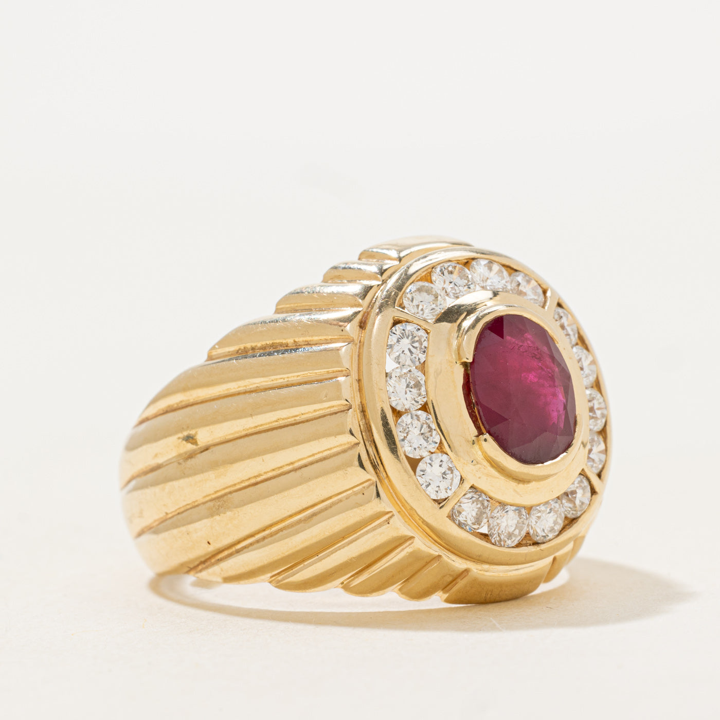 Ruby & Diamond Halo Cocktail Ring | 2.49ct, 1.04ctw | SZ 13.25 |