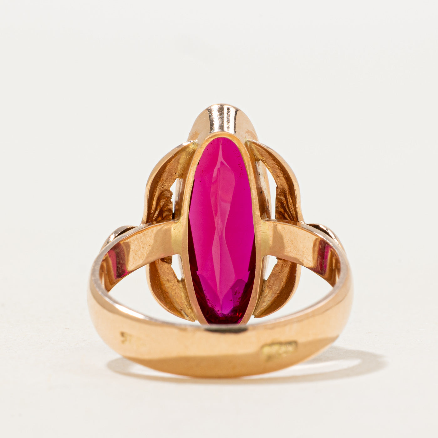 Bezel-set Synthetic Ruby ring with Soviet Hallmarks | 3.93ct | SZ 8.0 |