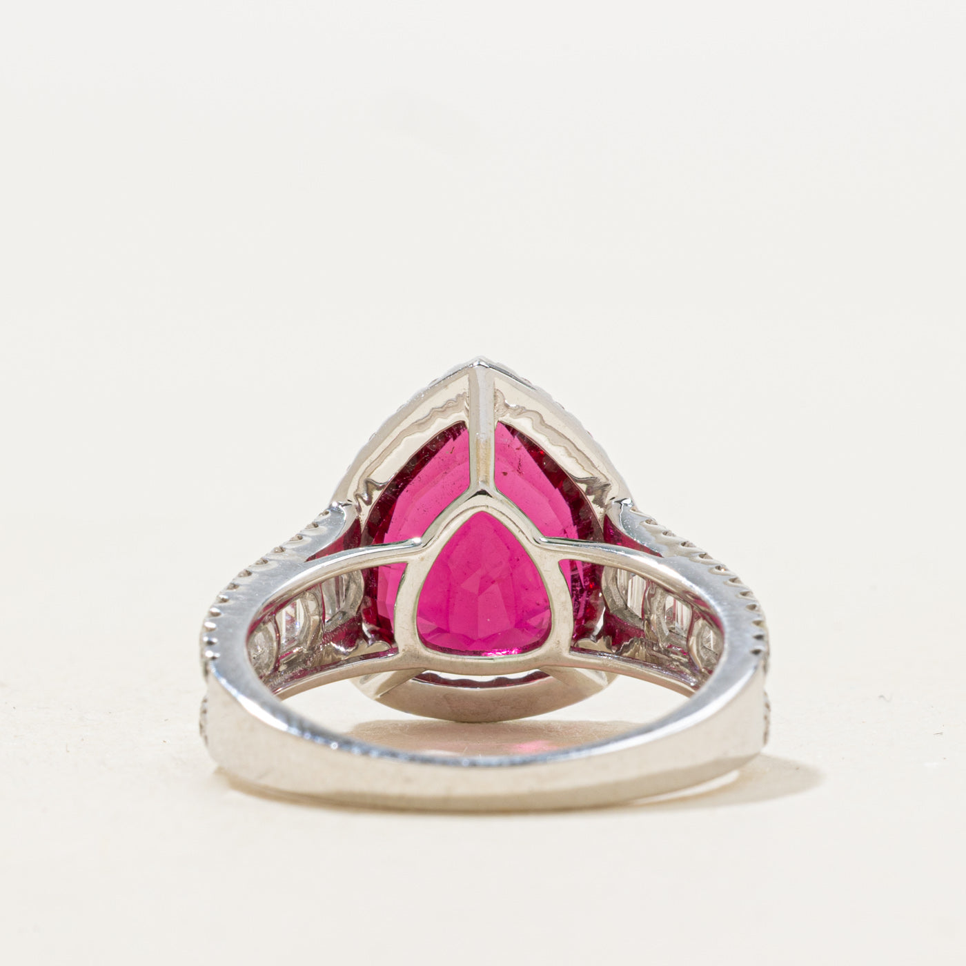 Rubellite Tourmaline & Diamond Halo Ring | 3.5ct, 1.0ctw | SZ 6.0 |