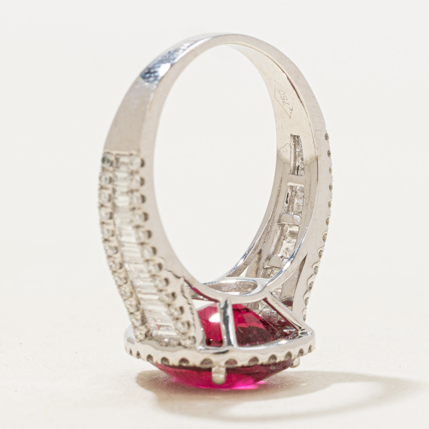 Rubellite Tourmaline & Diamond Halo Ring | 3.5ct, 1.0ctw | SZ 6.0 |