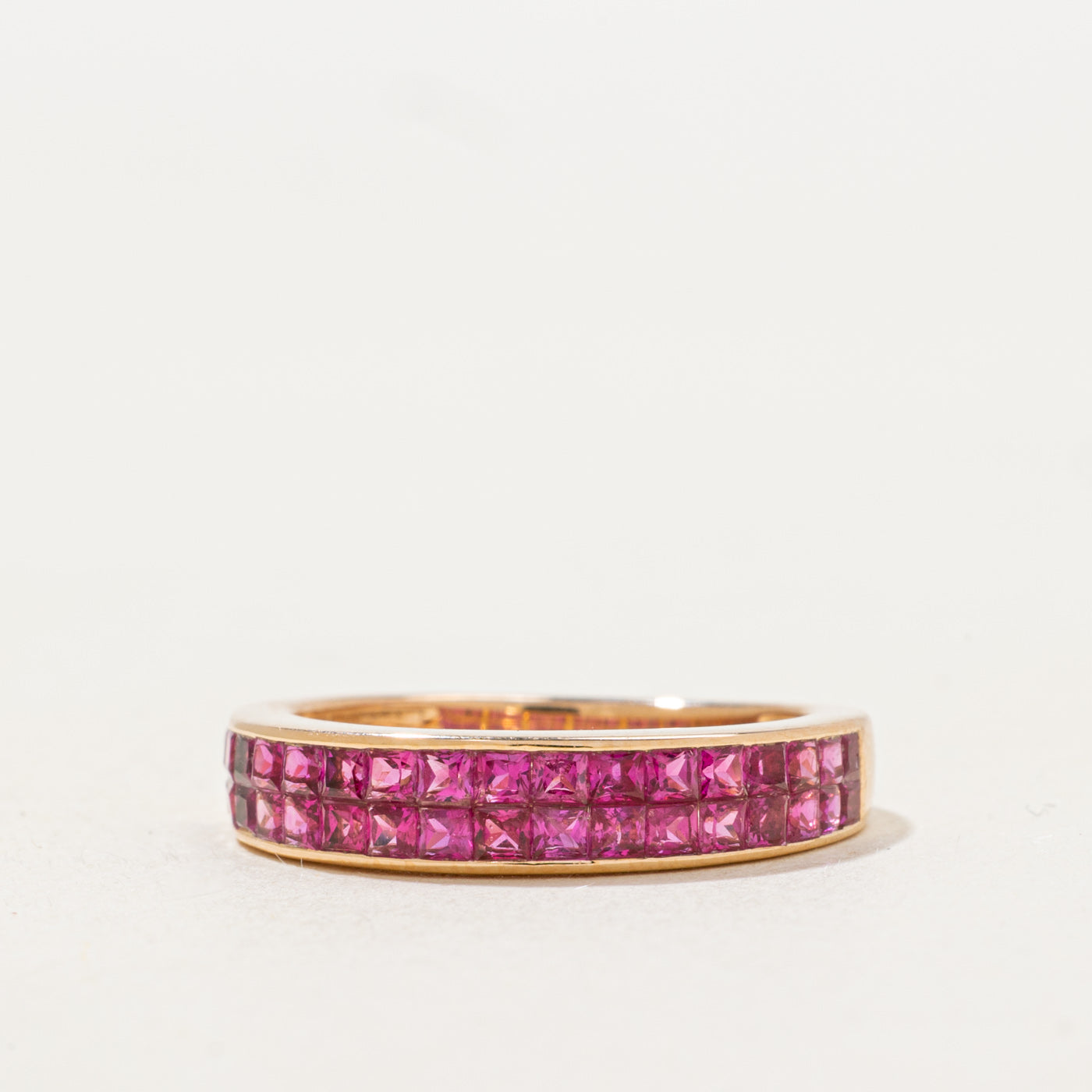 Double Row Semi Eternity Pink Sapphire Band | 1.5ctw | SZ 5.5 |