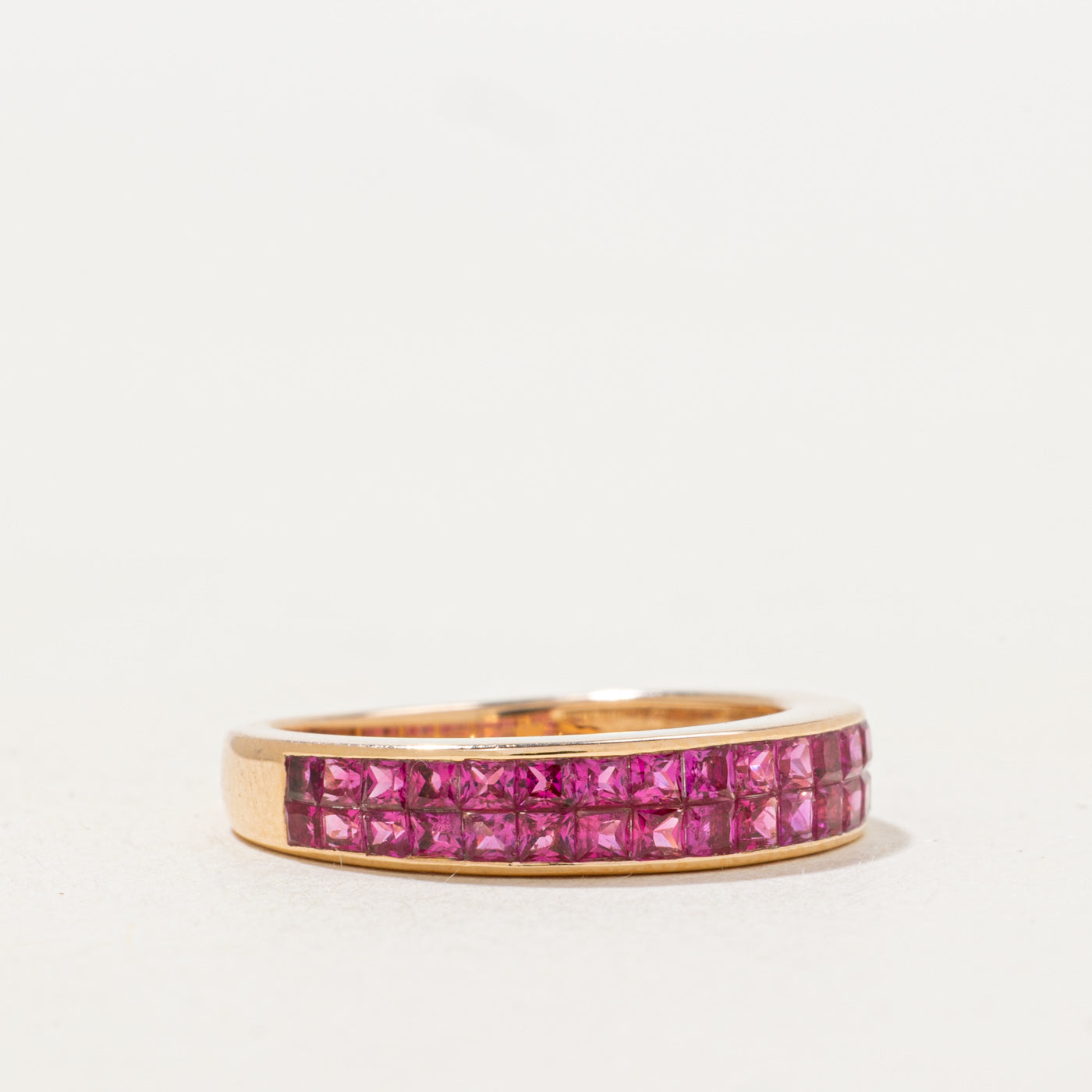 Double Row Semi Eternity Pink Sapphire Band | 1.5ctw | SZ 5.5 |