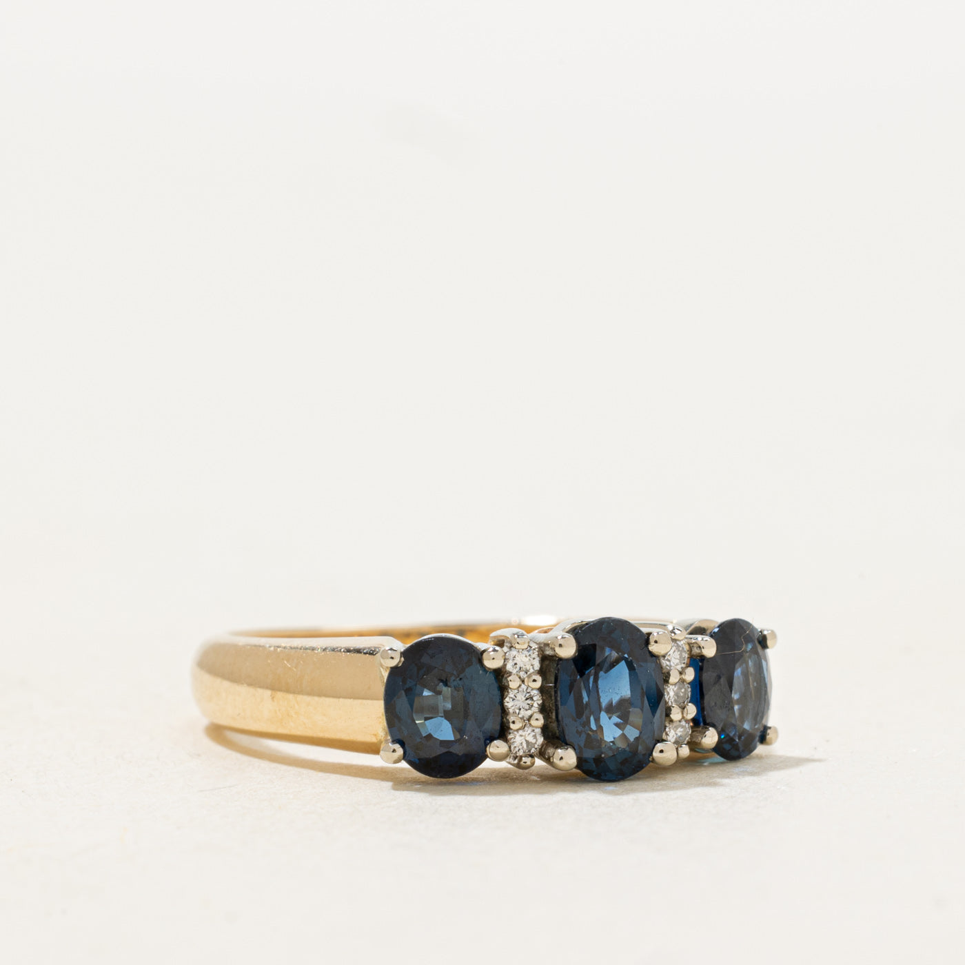 'Birks' Three Stone Sapphire & Diamond Ring | 1.75ctw, 0.06ctw | SZ 6.25 |