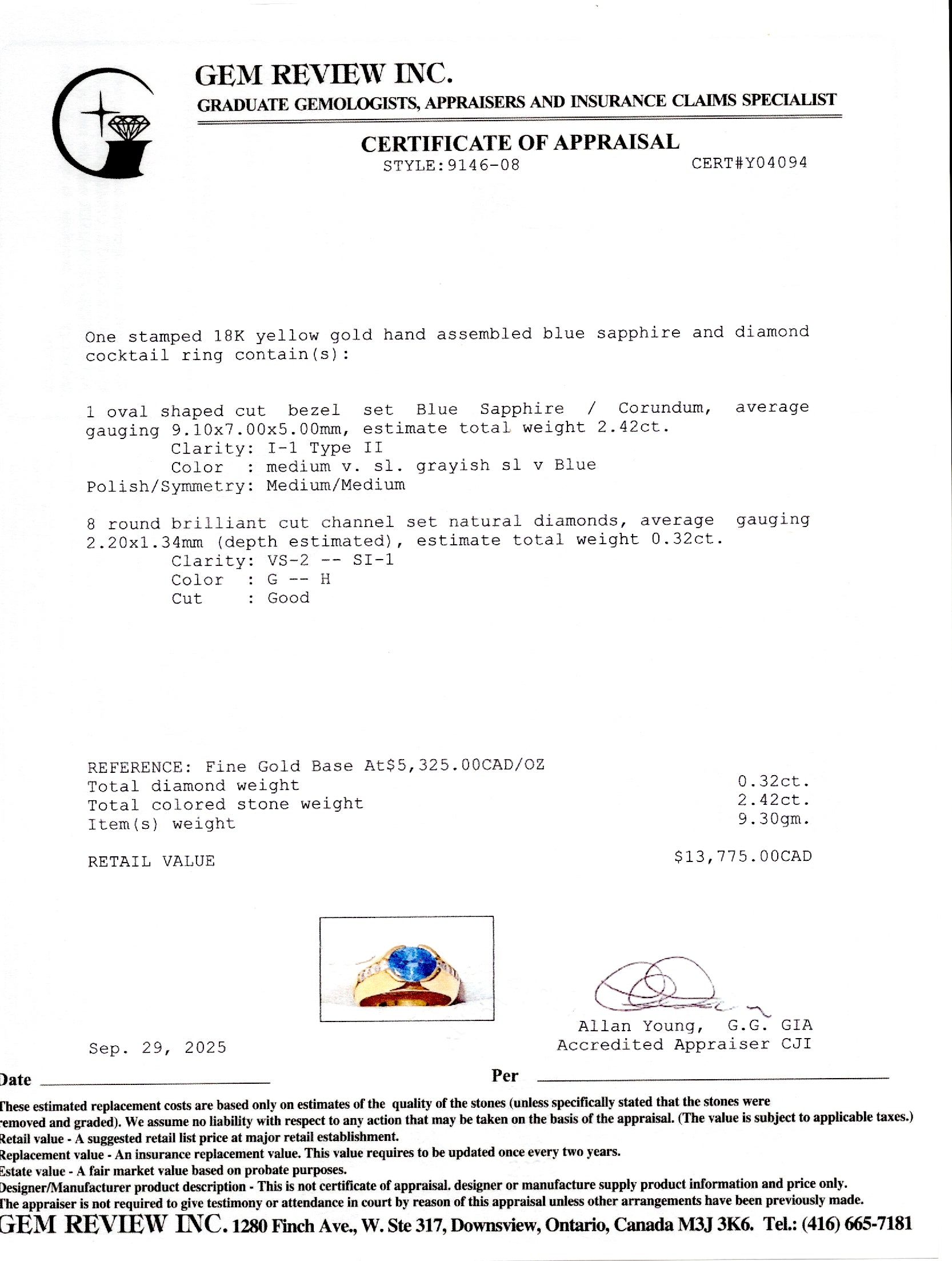 18k East West Oval Cut Sapphire & Diamond Ring | 2.42ct, 0.32ctw | SZ 8.25