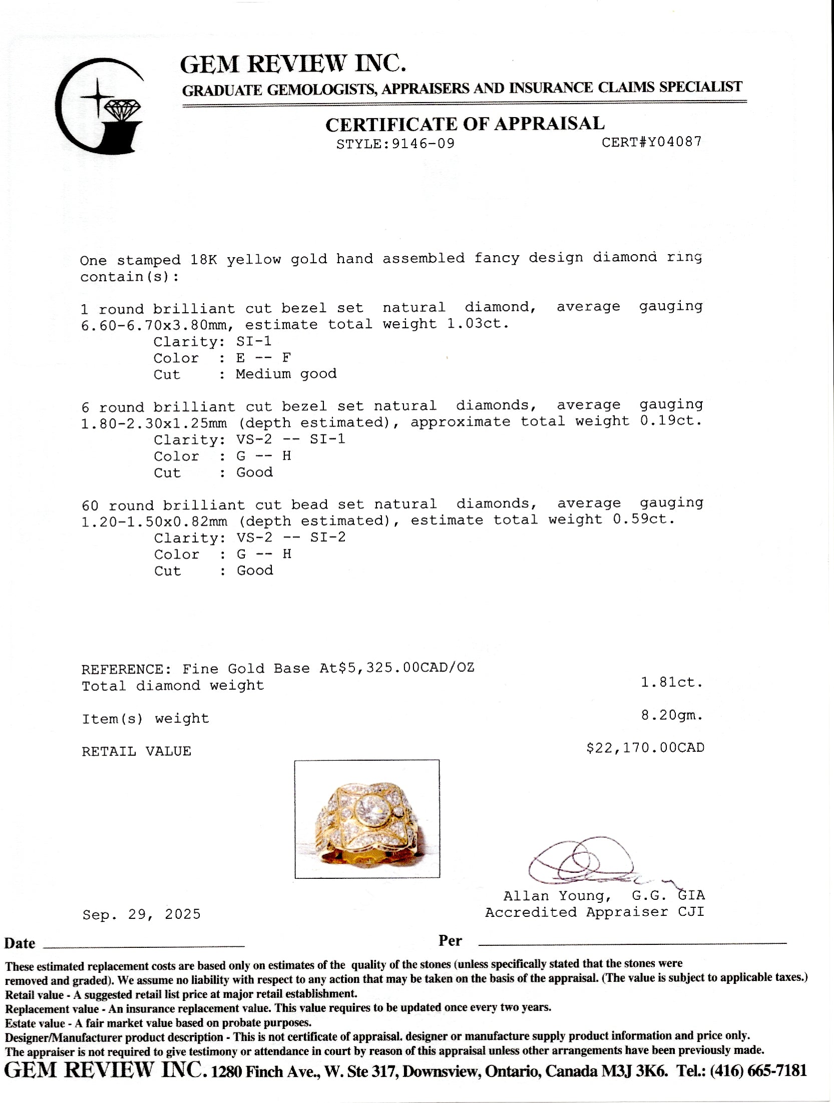 18k Bezel Set Diamond Cocktail Ring | 1.81ctw | SZ 7